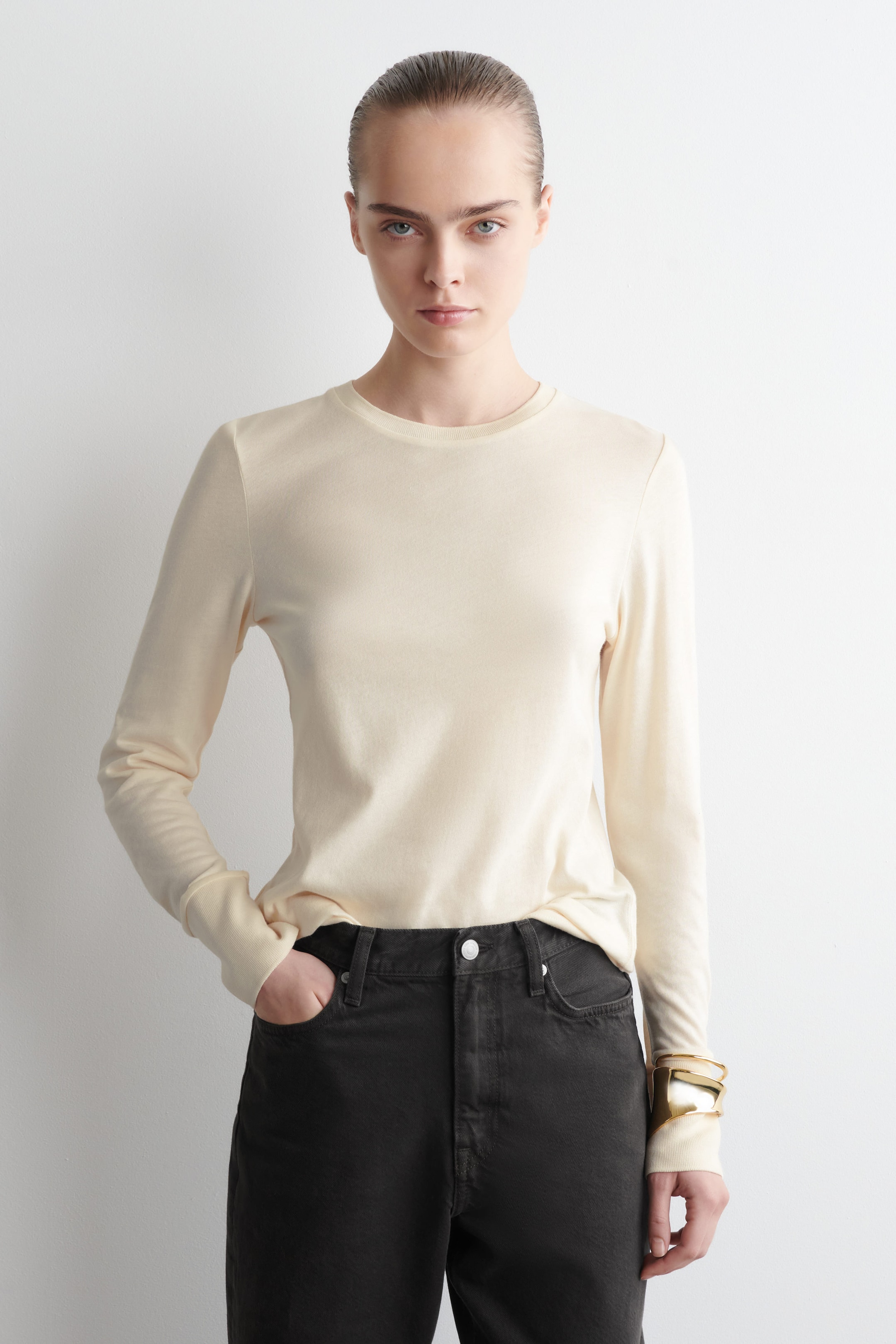 COTTON JERSEY LONG-SLEVELED TOP
