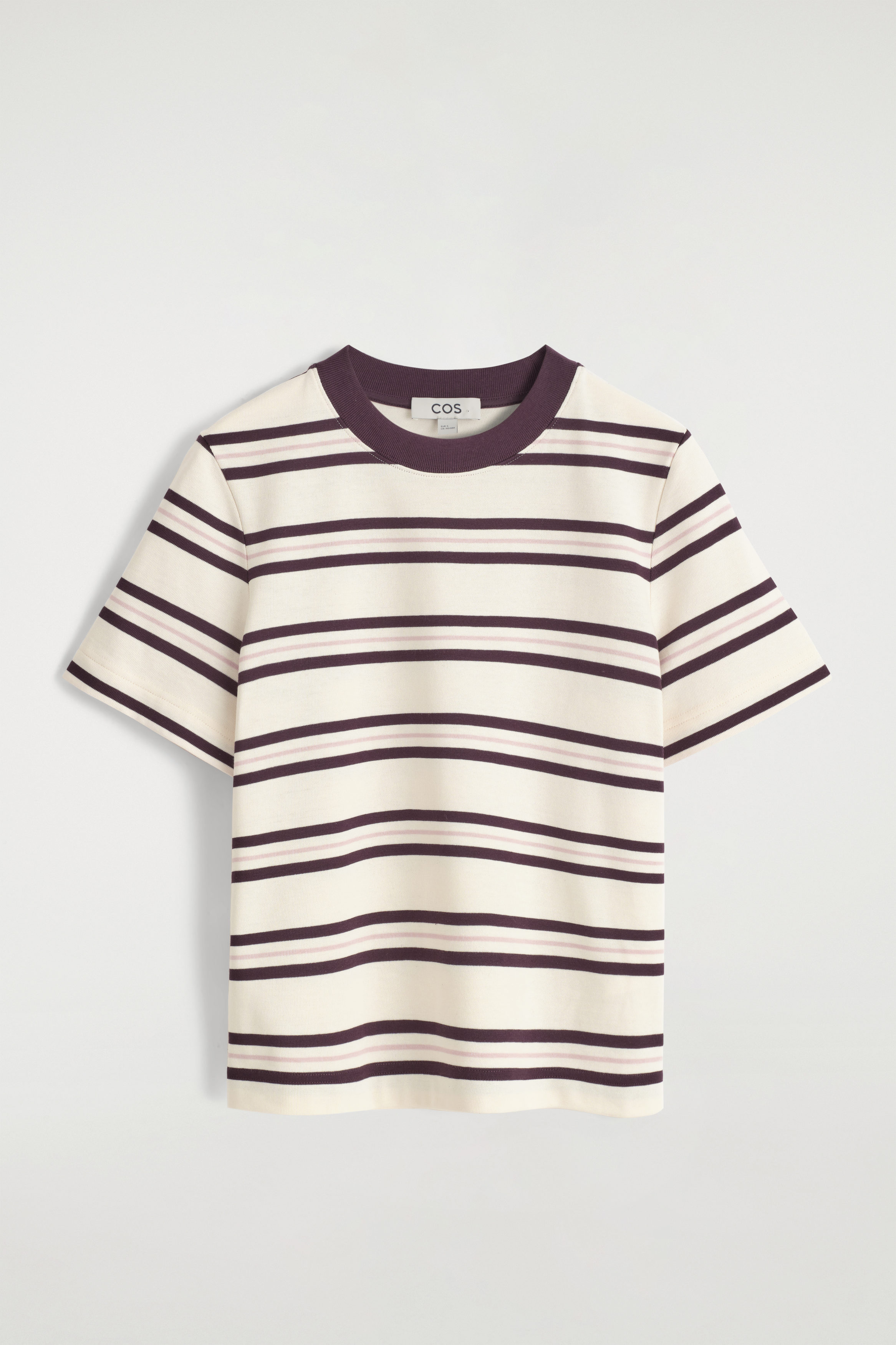 CLEAN CUT REGULAR T-SHIRT - WHITE / BURGUNDY / STRIPED | COS