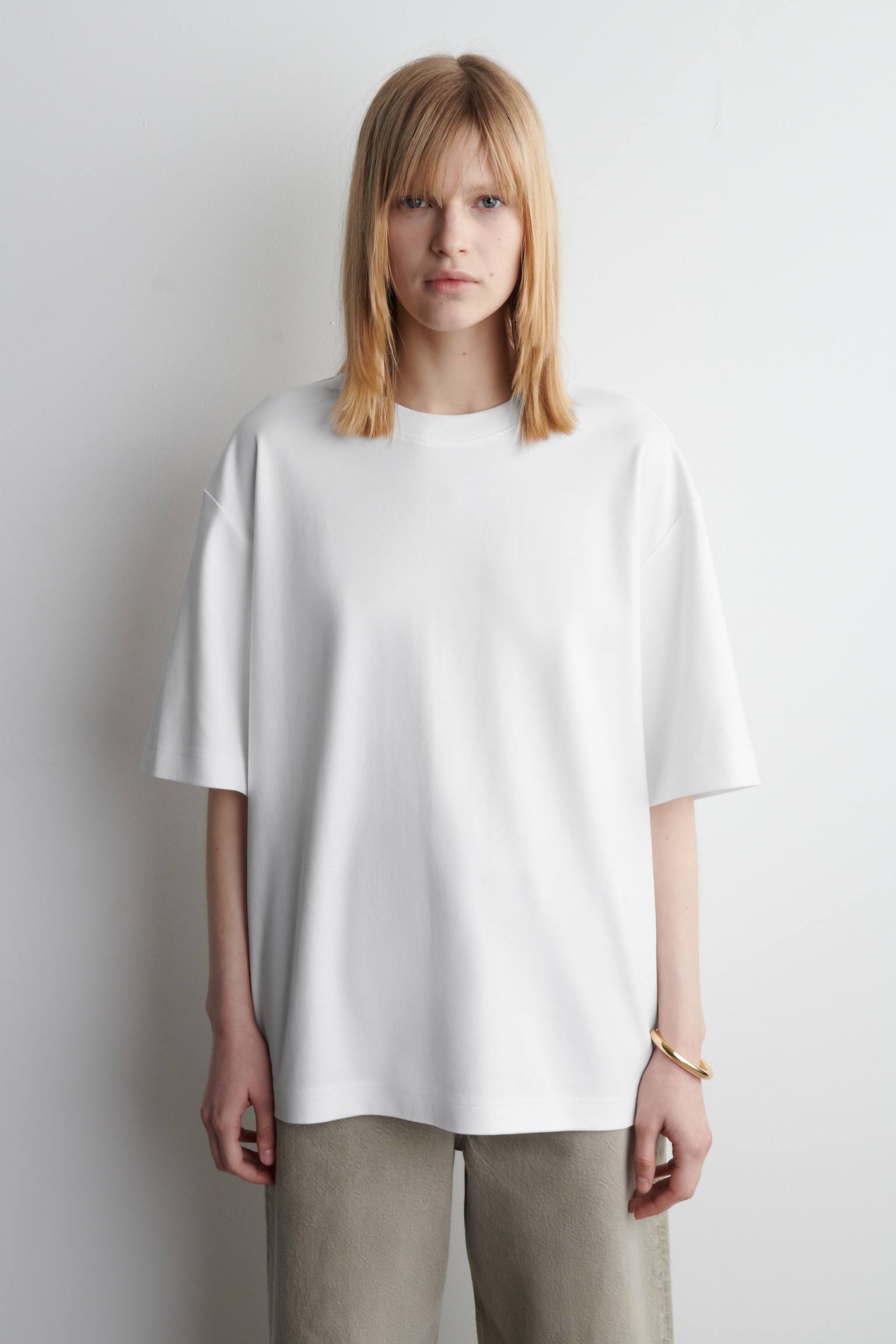 OVERSIZED COTTON T-SHIRT - WHITE/LIGHT GREEN/DARK RED