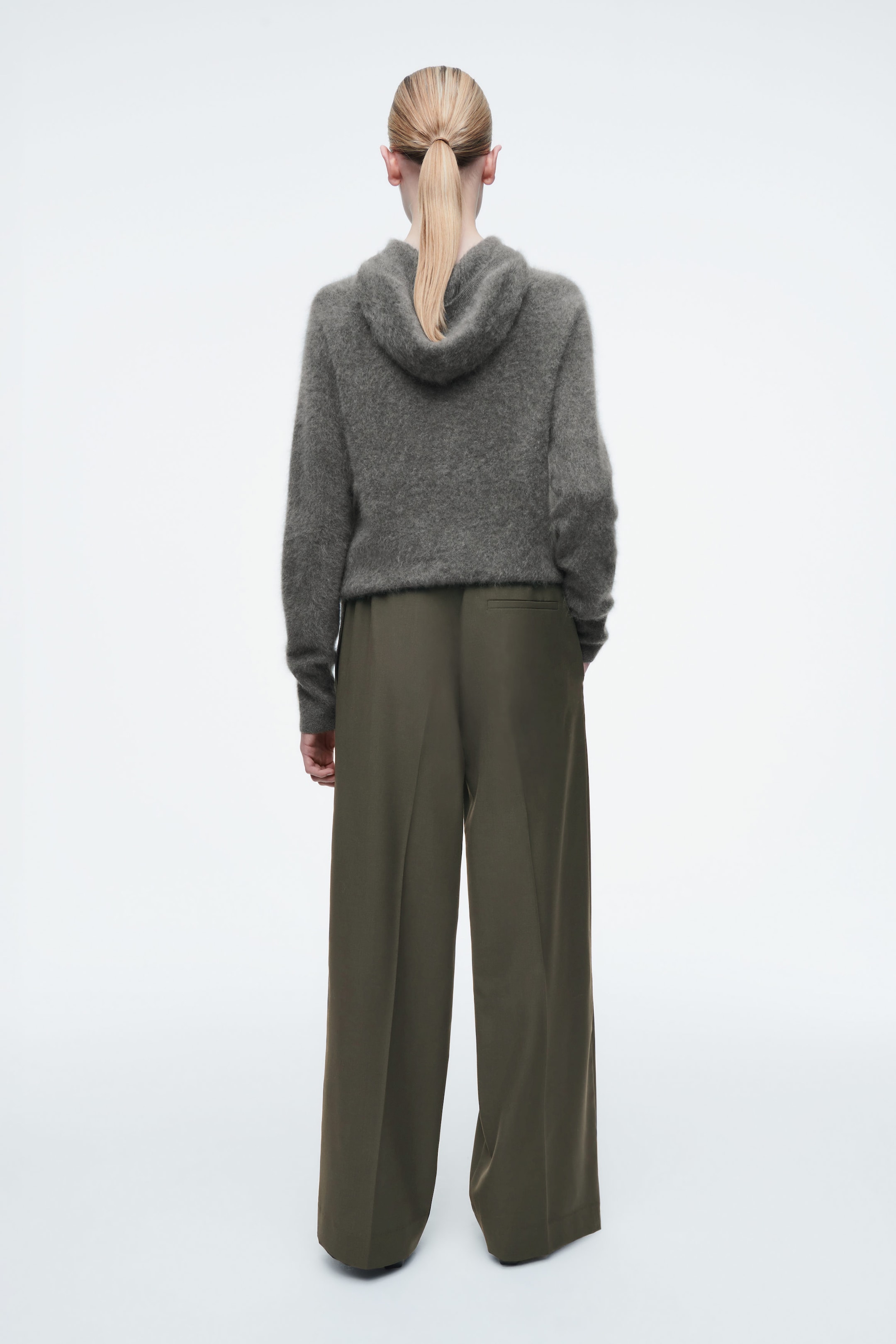 REGULAR ELASTICATED WOOL STRAIGHT-LEG PANTS