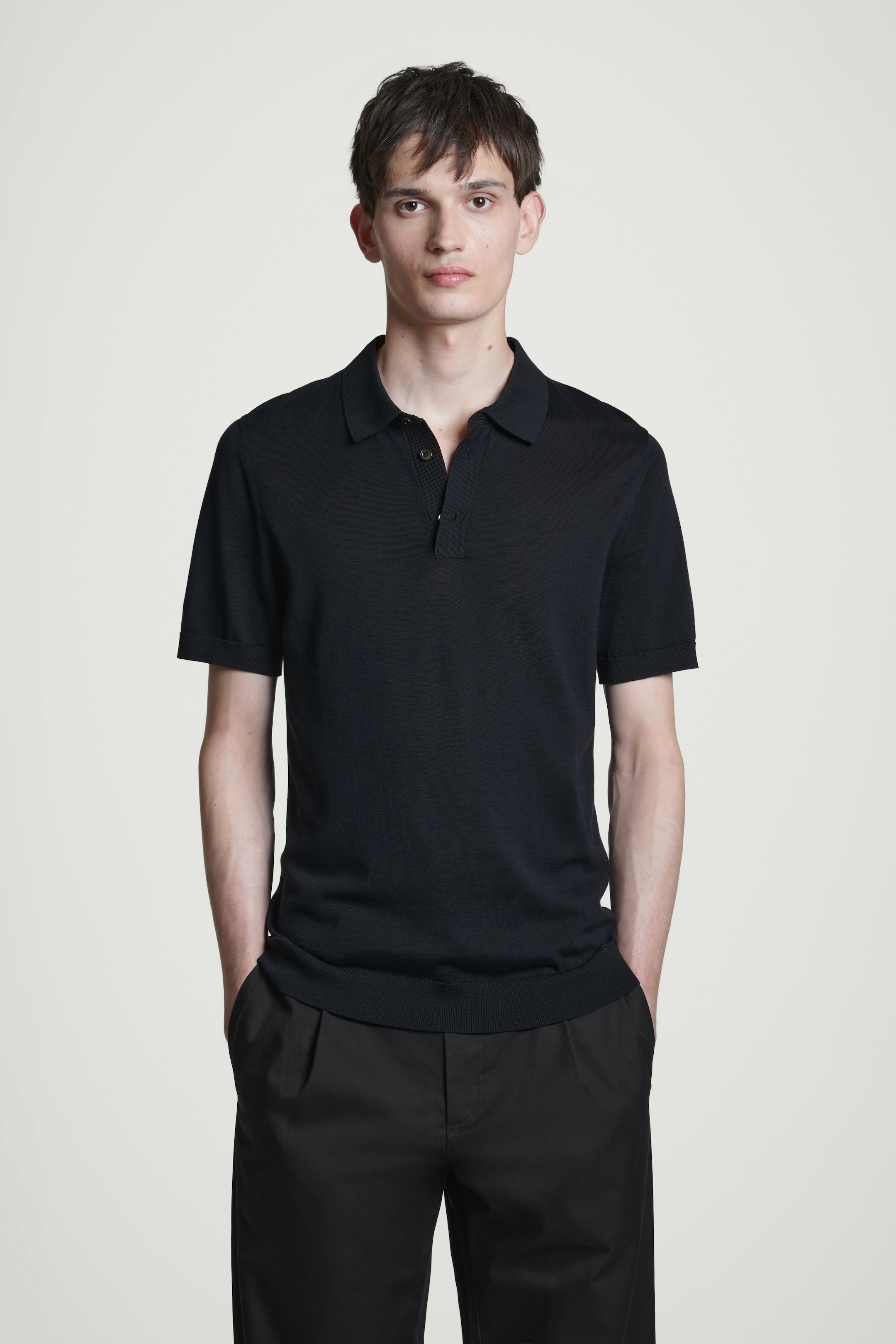Agrandir l'image: POLO SLIM EN MAILLE DE SOIE - BLEU MARINE - HOMME | H&M BE 1
