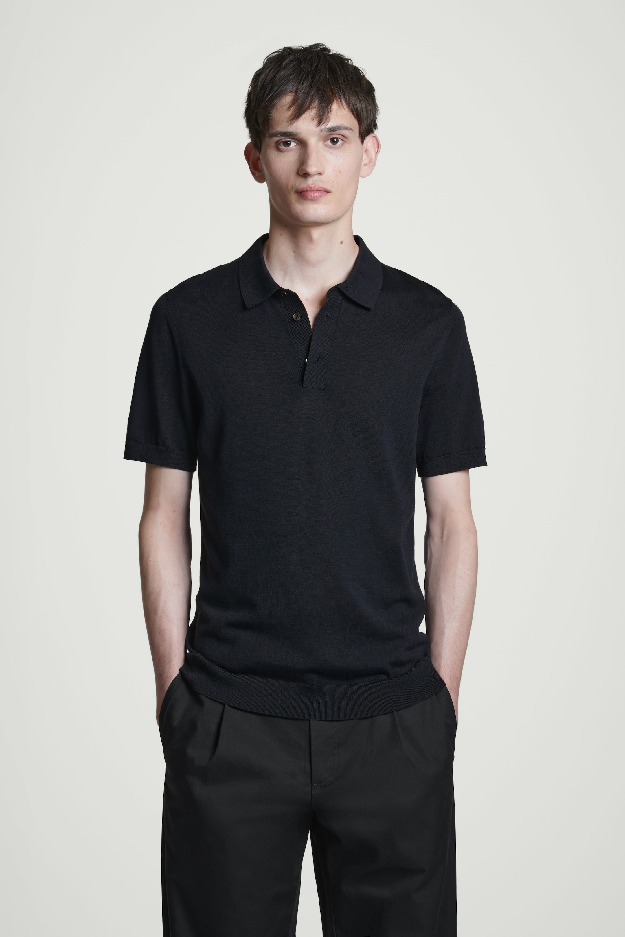 SLIM KNITTED SILK POLO SHIRT