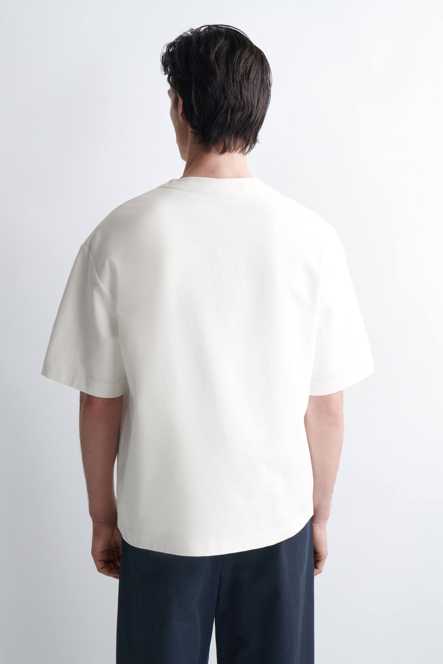 T-SHIRT HENLEY OVERSIZE EN JERSEY DE COTON - BLANC/NOIR - 6