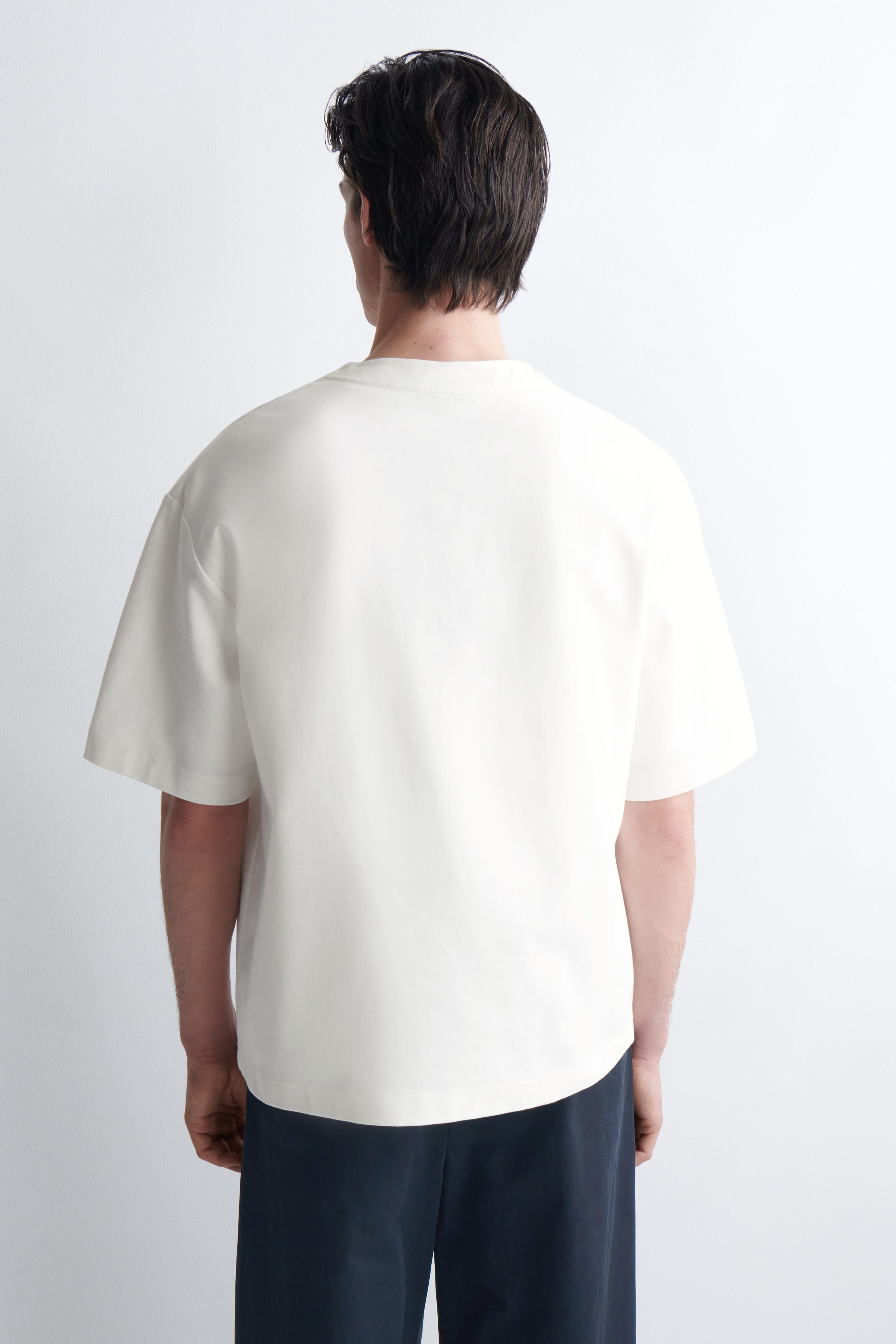 OVERSIZED COTTON-JERSEY HENLEY T-SHIRT - WHITE | COS US