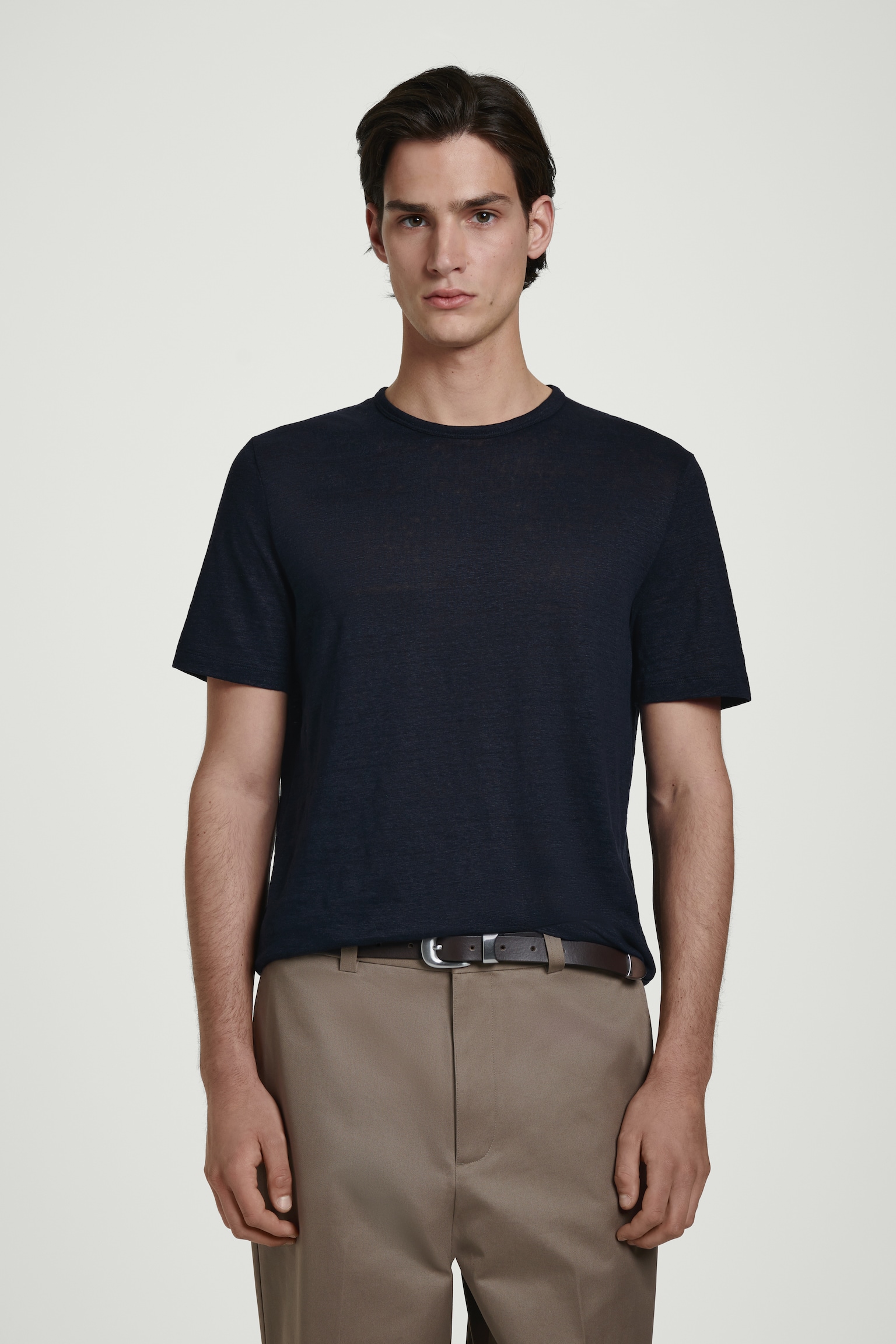 COTTON CREW-NECK T-SHIRT - NAVY/DARK GREEN/WHITE/ZWART