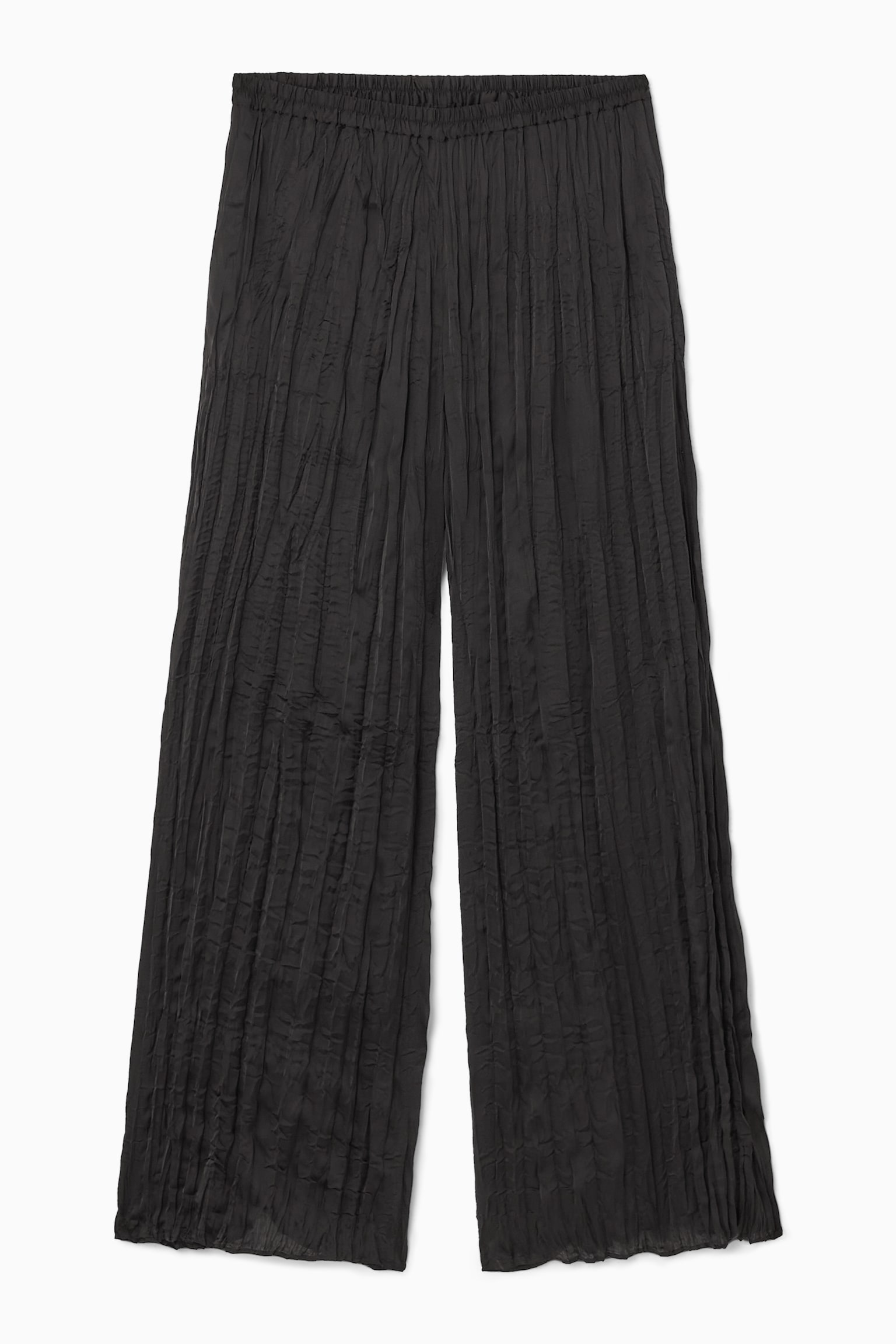CRINKLED PLISSÉ TROUSERS - BLACK - 1