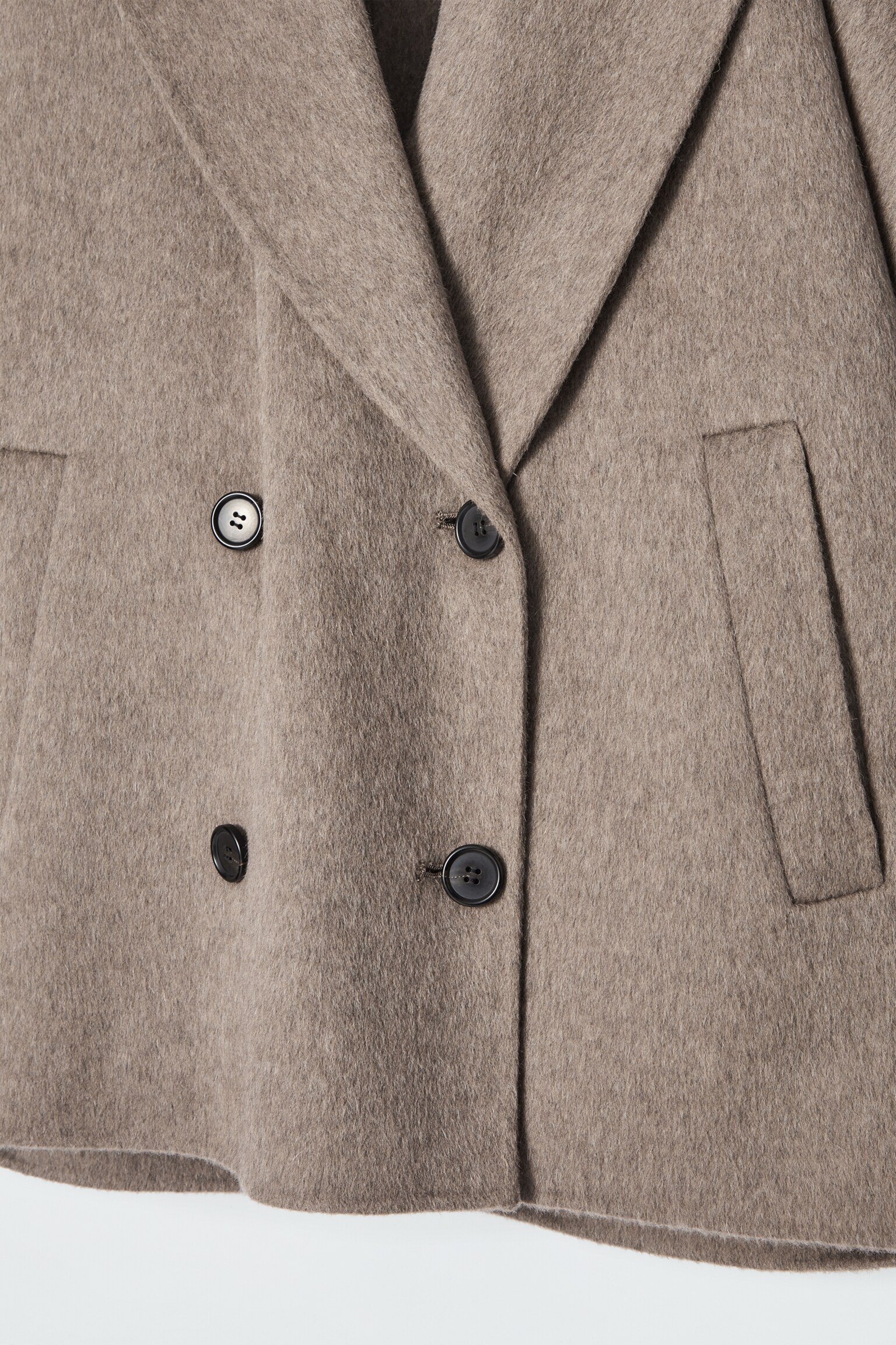 DOUBLE-FACED WOOL PEA COAT - MOLE/BLACK - 2