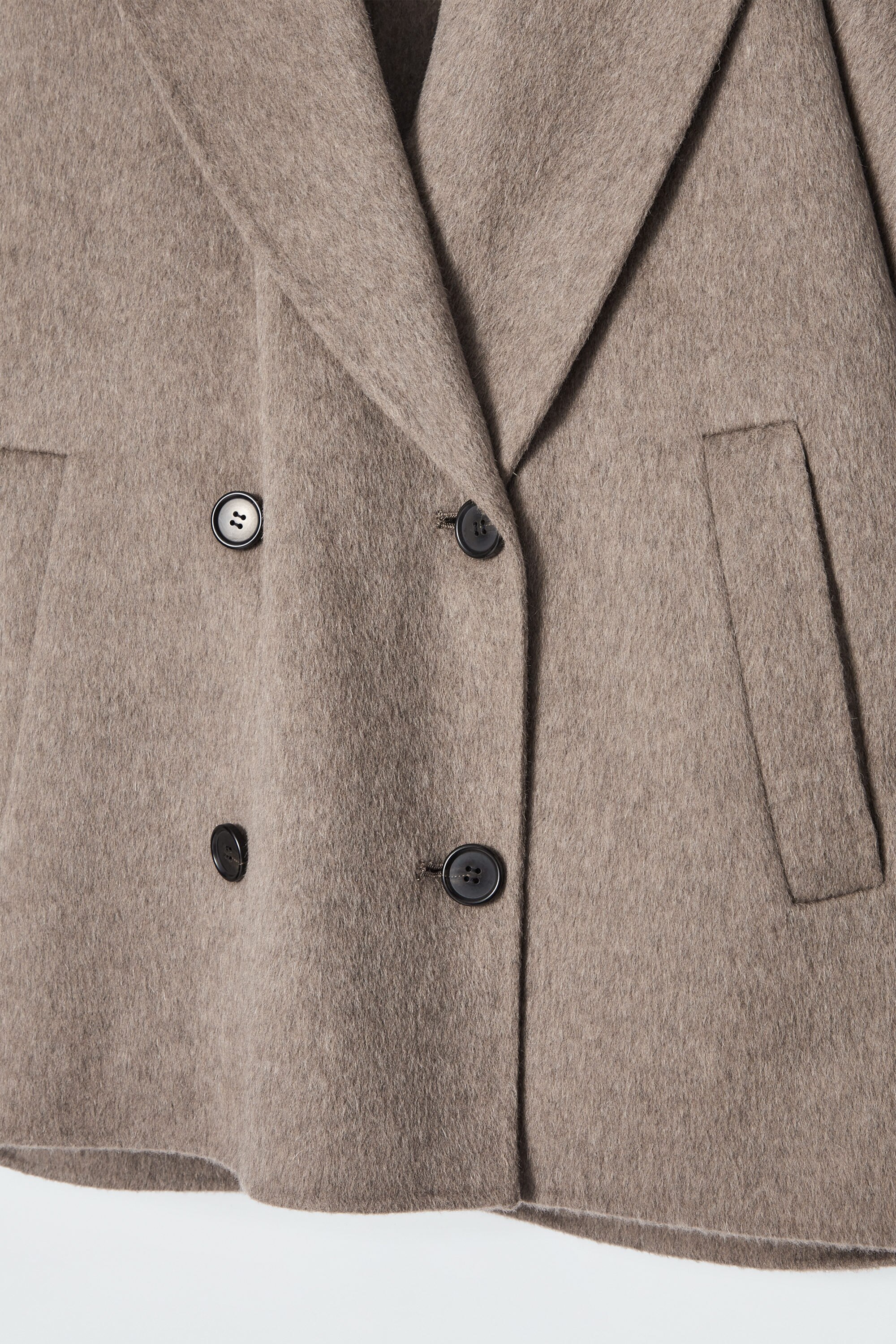 コルニエWOOL DOUBLE CLOTH PEA COAT TOP GRAY Grey Double Breasted Wool Pea Coat | Cordings