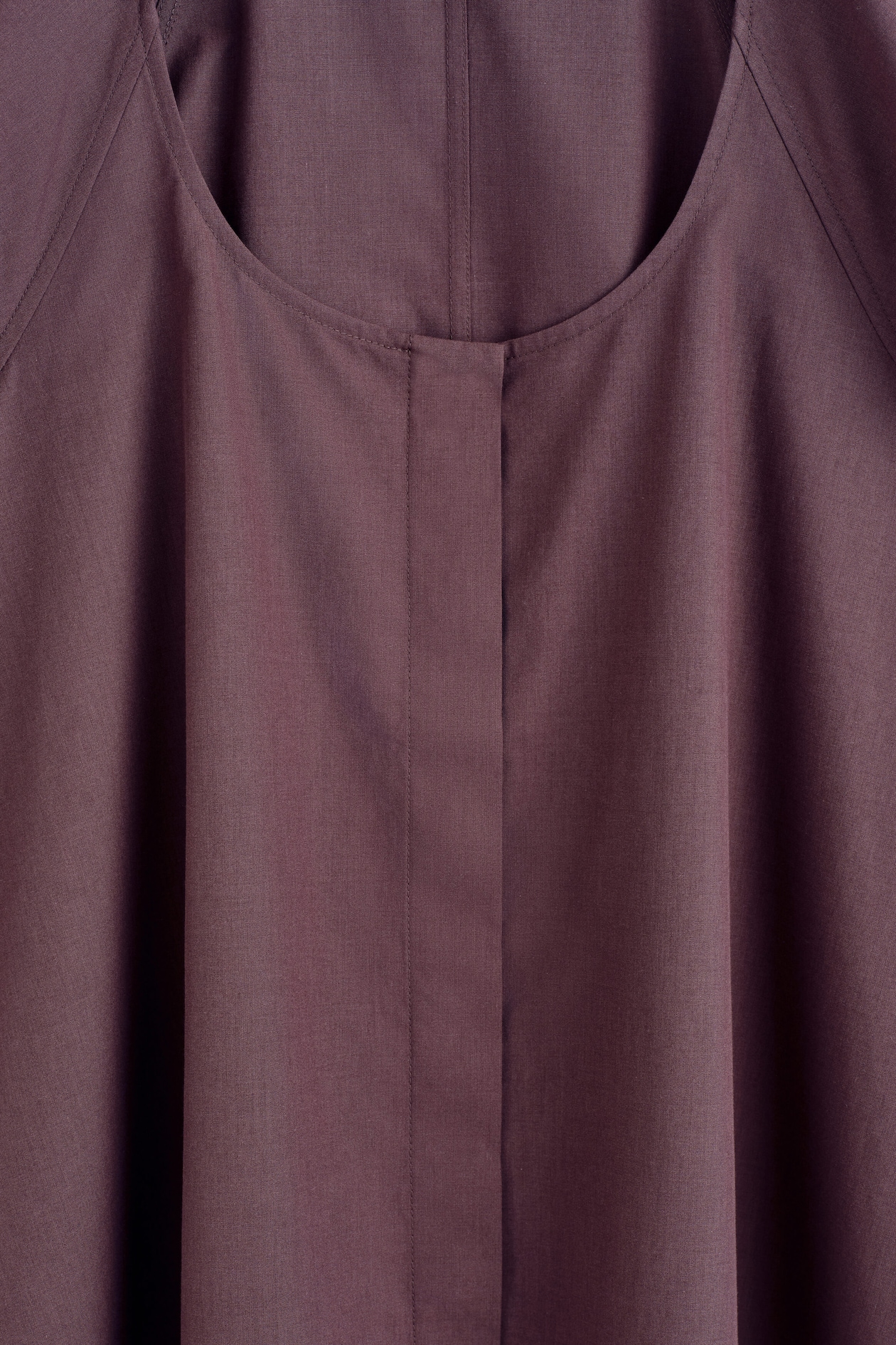 FLUTED-SLEEVE COTTON BLOUSE — DARK RED