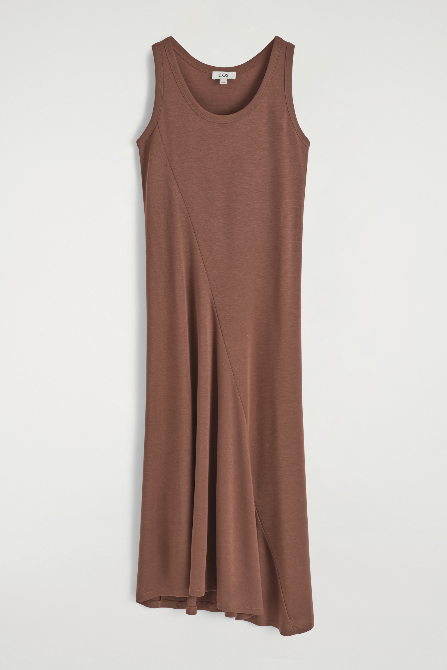 VESTIDO MIDI ELÁSTICO ASIMÉTRICO - MARRÓN/ROJO - 2