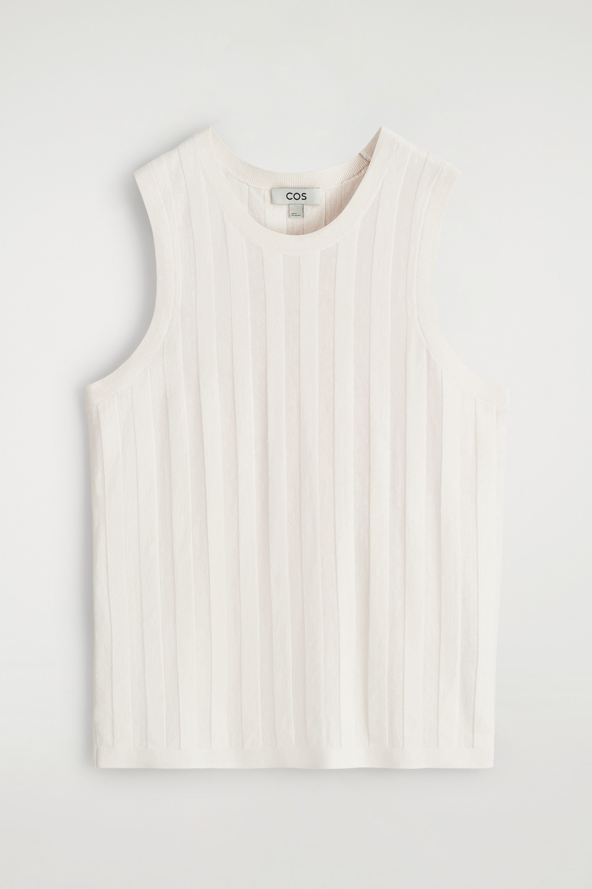 STRIPED KNITTED LINEN TANK TOP - WHITE | COS