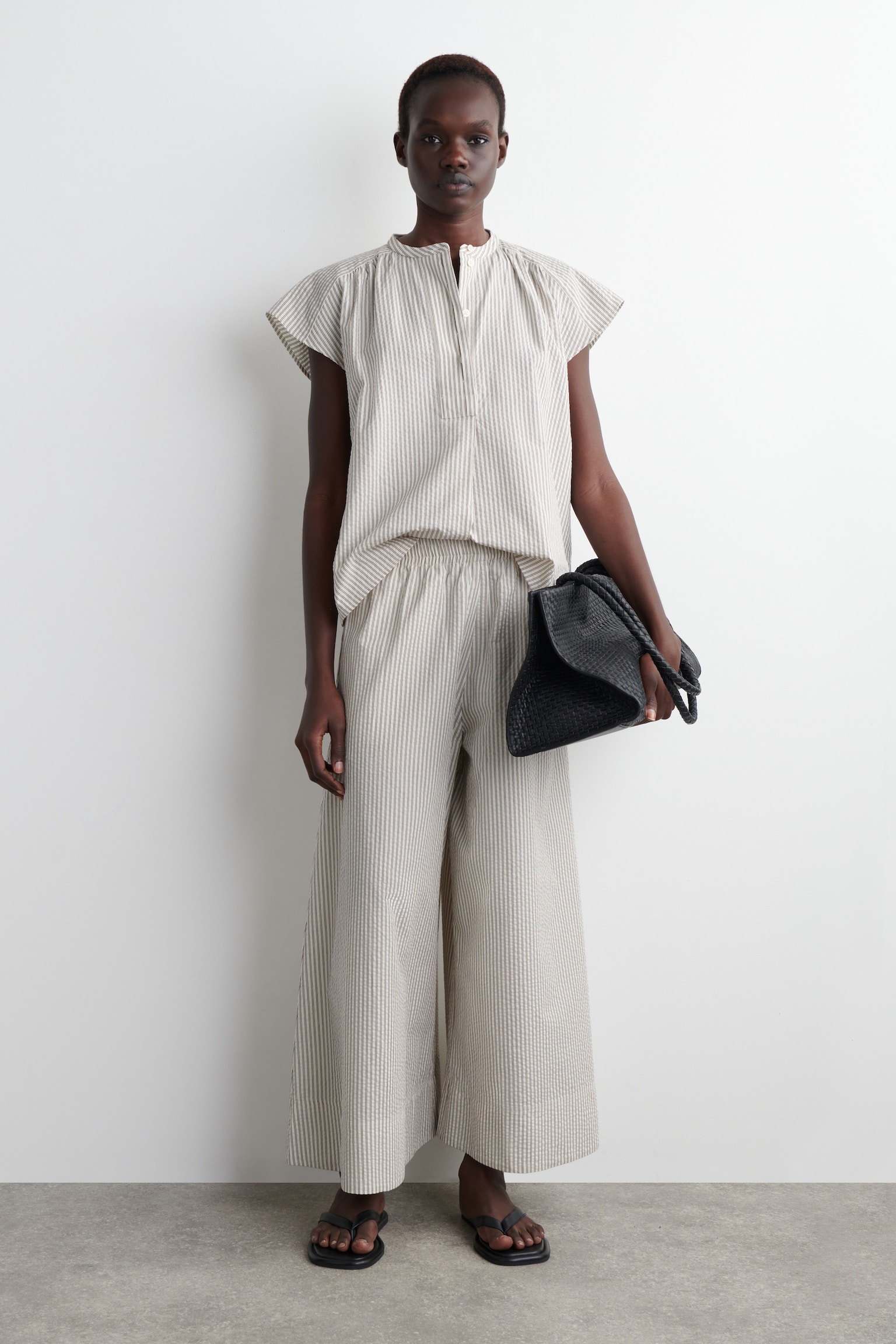 CULOTTES DE ALGODÓN CON TEXTURA - MARFIL / MARRÓN / RAYAS/NEGRO - 3