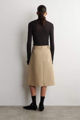 DECONSTRUCTED PLEATED COTTON MIDI SKIRT — BEIGE 4