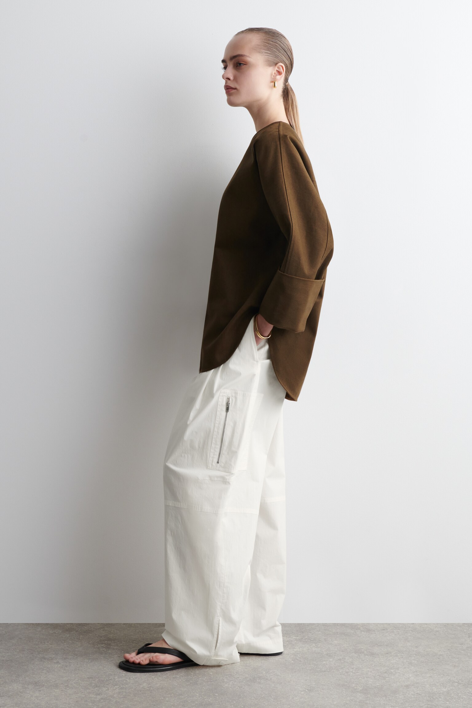 HAUT OVERSIZE EN DENIM - BRUN - 7