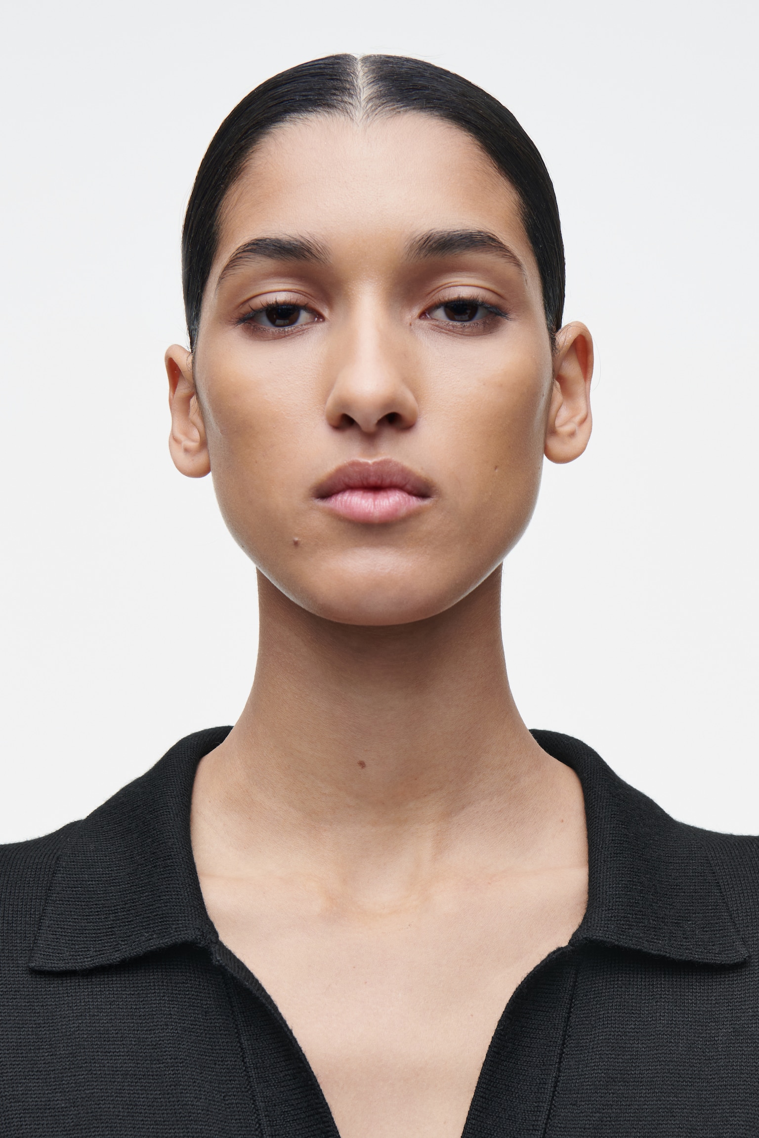MERINO WOOL POLO DRESS - BLACK/COBALT - 5