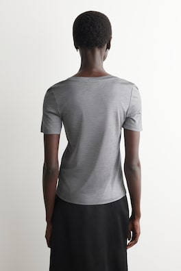 SLIM SILK T-SHIRT — GREY MÉLANGE 3