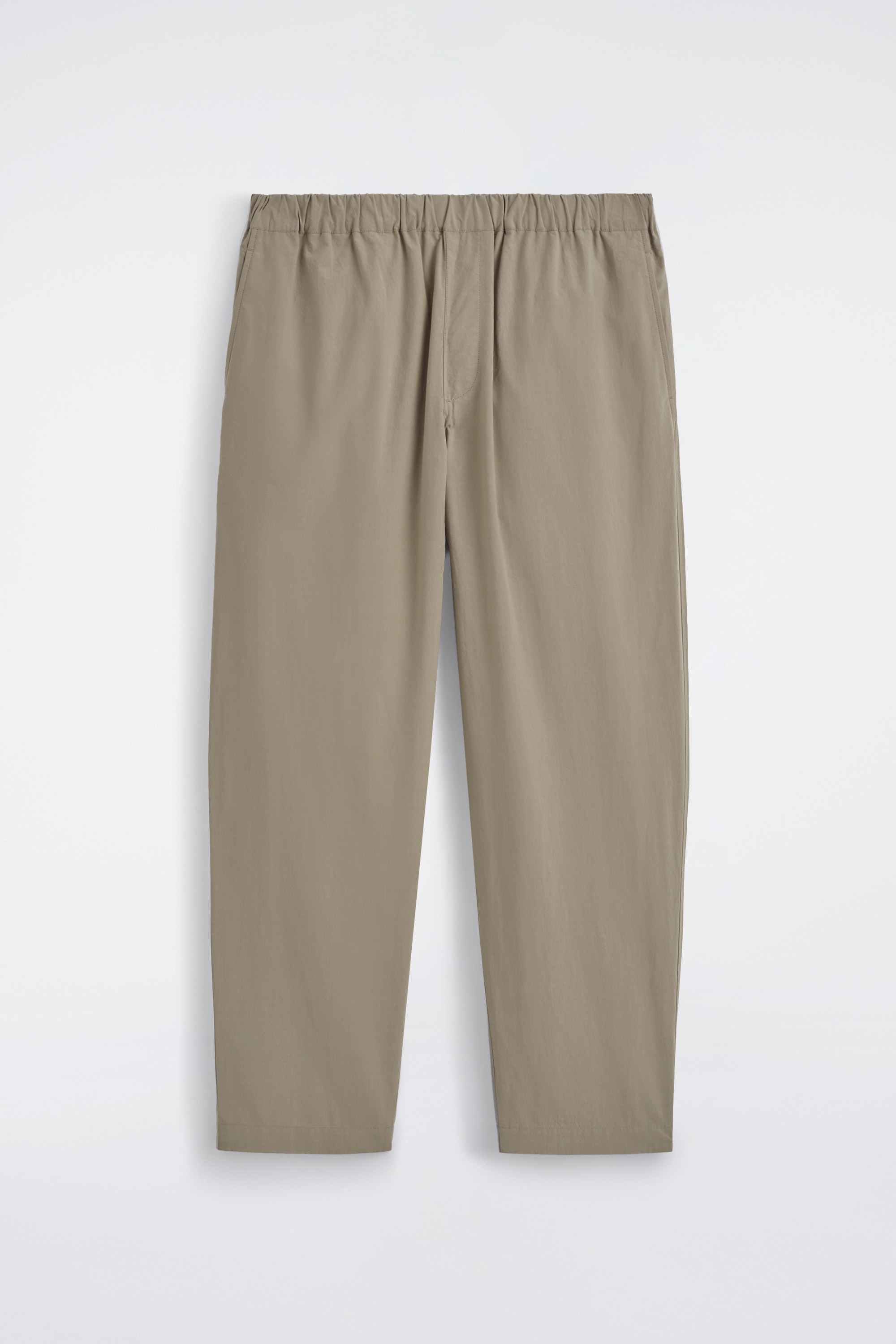 מכנסי כותנה אלסטיים עם גזרה מצומצמת - בז'/שחור