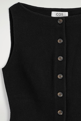 COTTON-BLEND CREPE VEST — BLACK 6