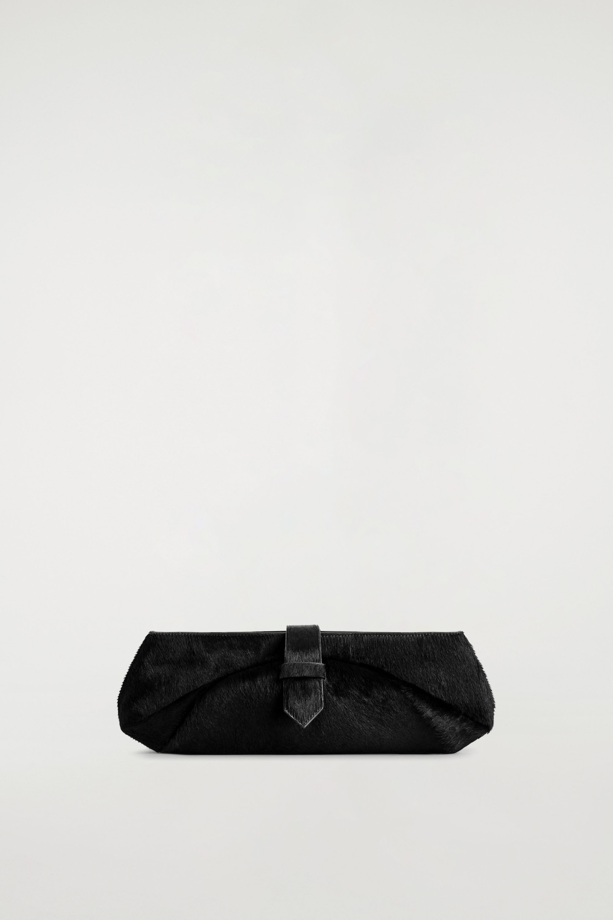 BELTED CLUTCH BAG - PONY HAIR-EFFECT LEATHER — CARBON