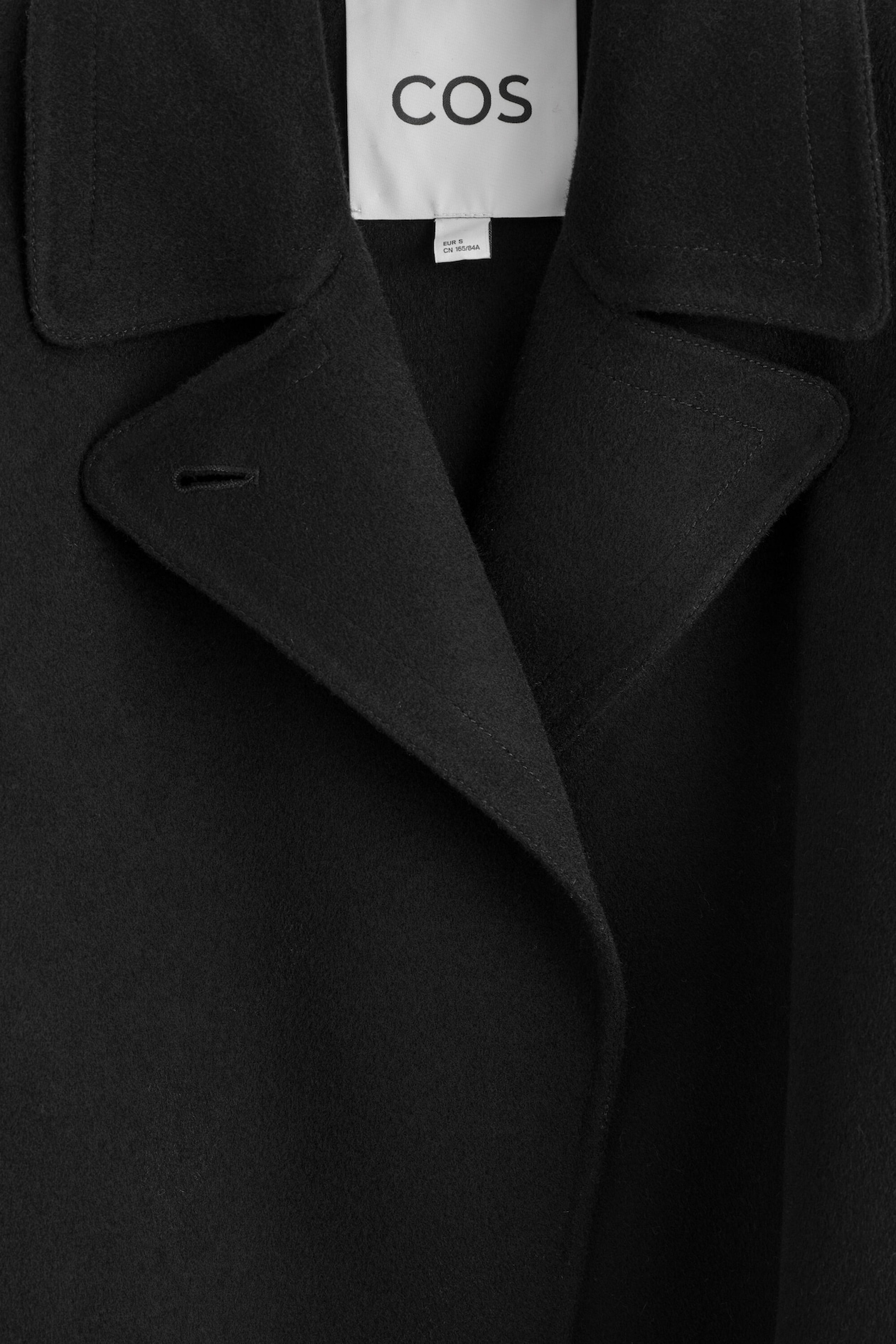 OVERSIZED CROPPED DOUBLE-FACED WOOL JACKET — BLACK