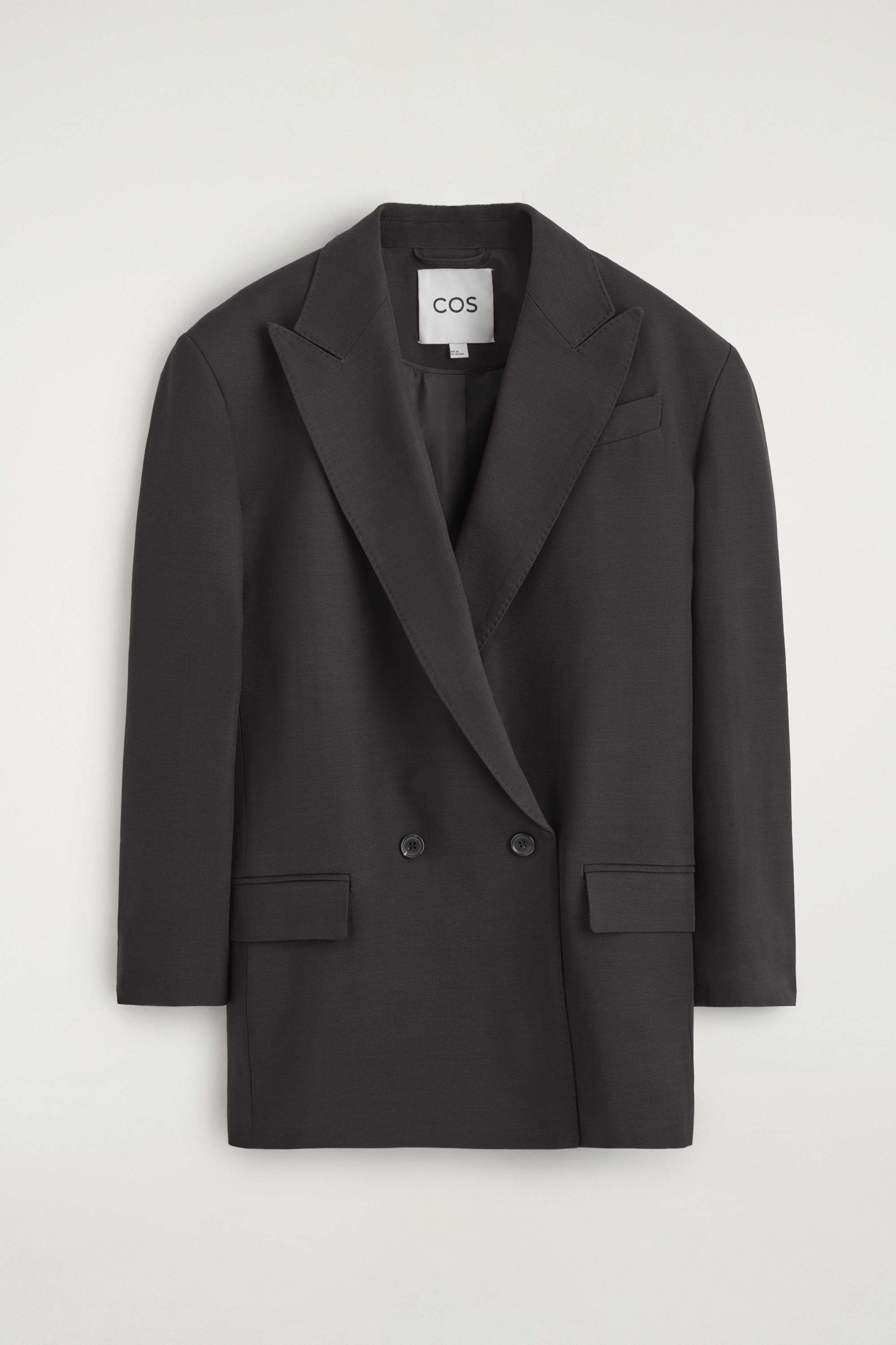 Dubbelgeknoopte blazer met contrasterende voering - ZWART
