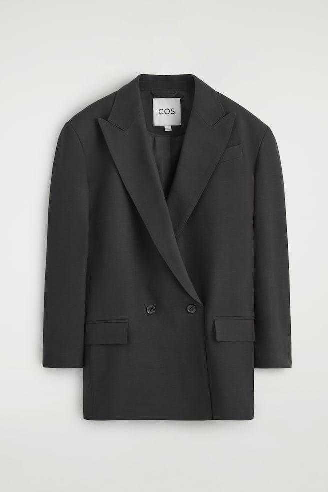 BLAZER CROISÉ À DOUBLURE CONTRASTÉE - NOIR - 1