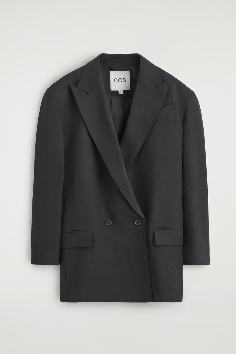 Contrast-Lined Double-Breasted Blazer
