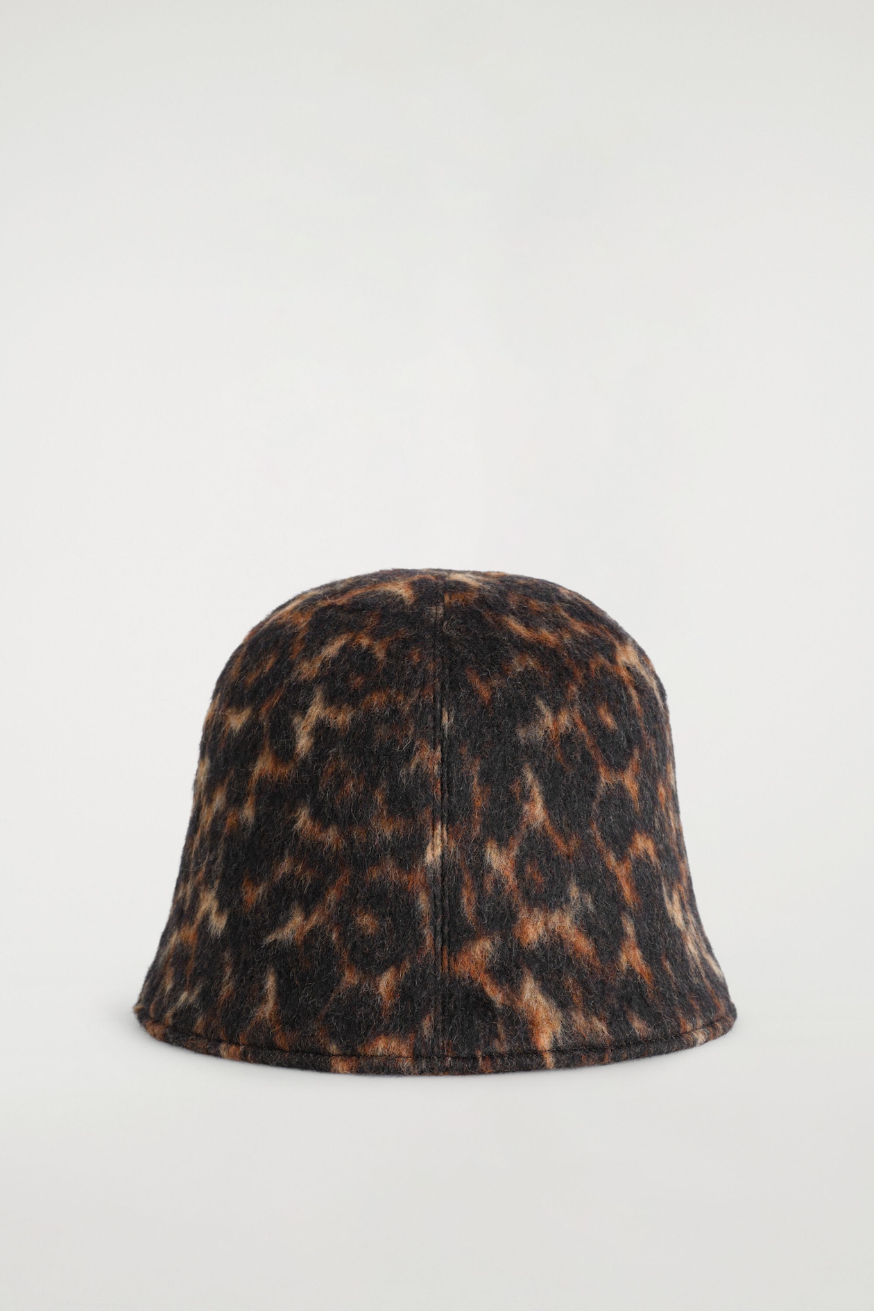 SCULPTED WOOL BUCKET HAT — BROWN / LEOPARD PRINT