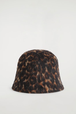 SCULPTED WOOL BUCKET HAT — BROWN / LEOPARD PRINT 5