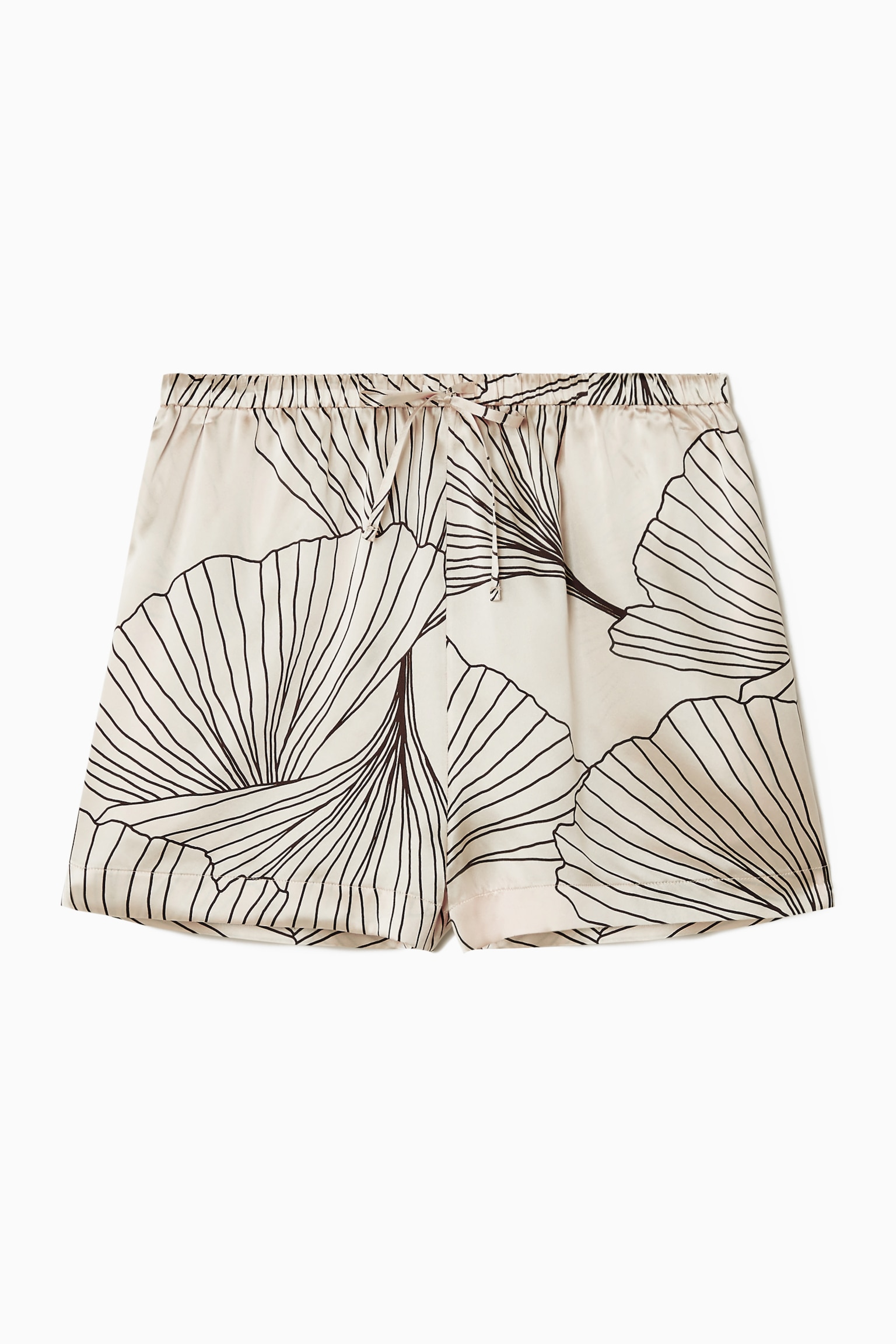 FLORAL-PRINT SILK SHORTS - CREAM / FLORAL