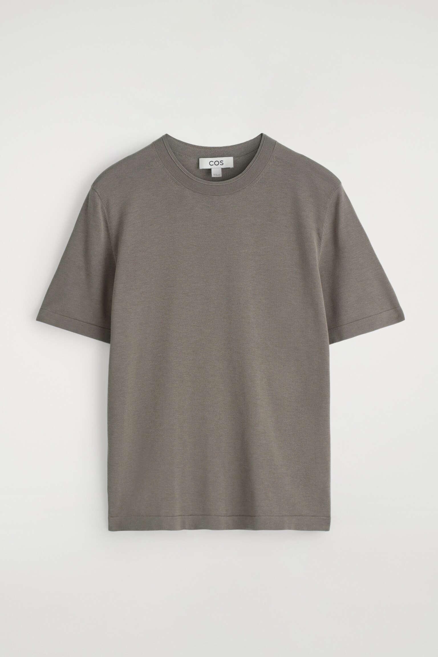 SCHMAL GESCHNITTENES T-SHIRT AUS SEIDE - GRAU-BEIGE/Blau - 2