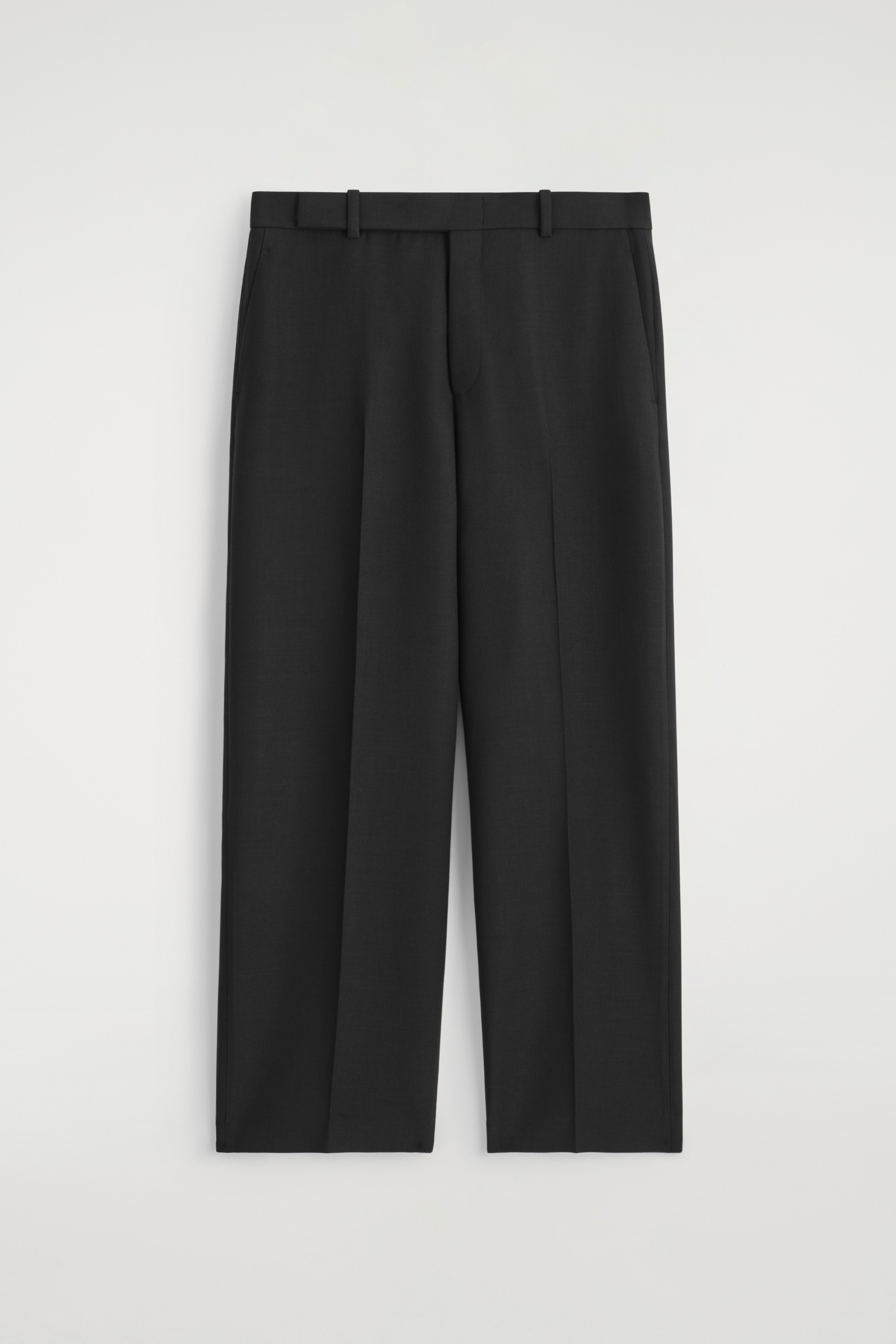 WOOL-BLEND STRAIGHT-LEG TROUSERS - BLACK/DARK BROWN