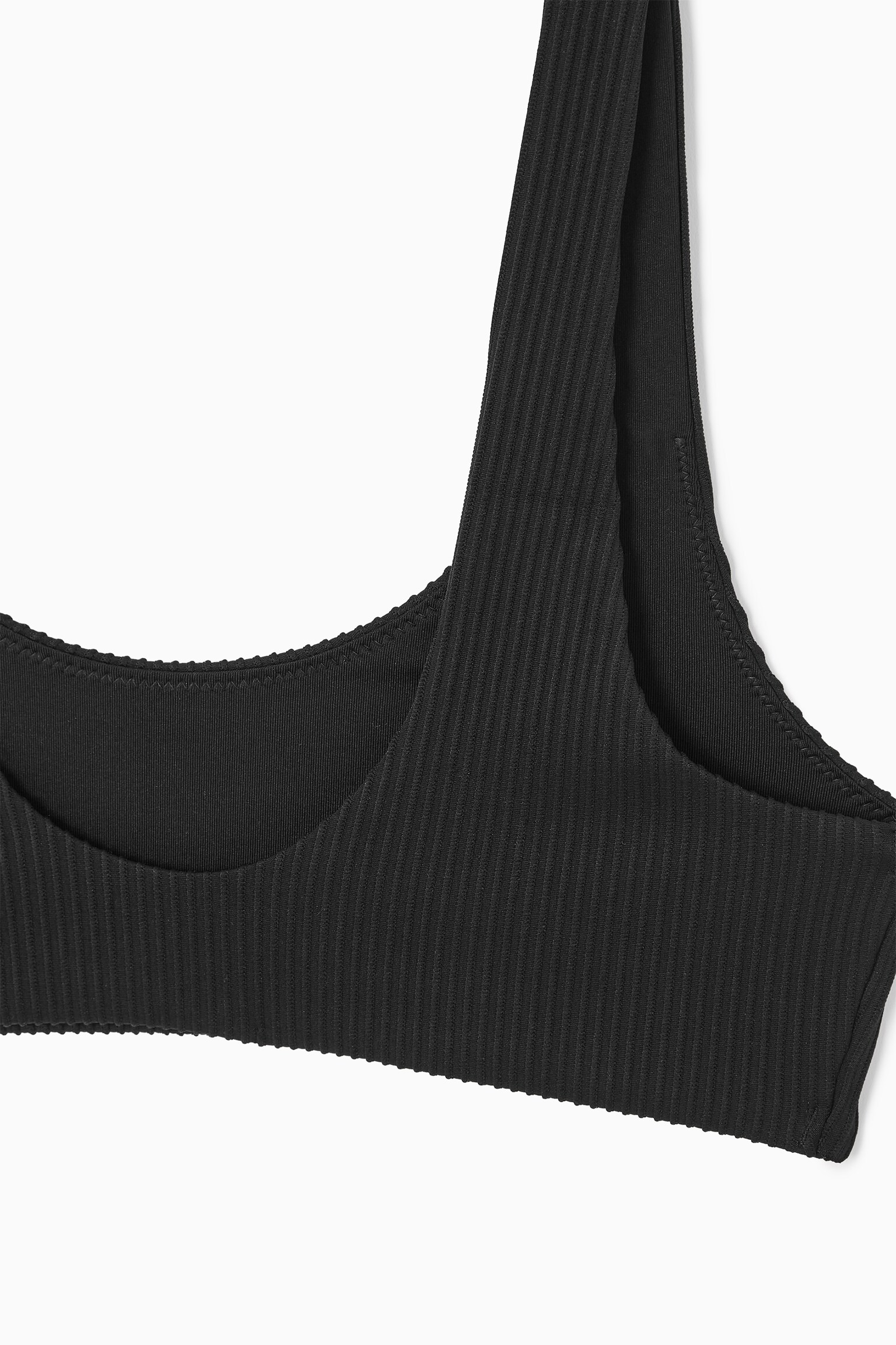 SCOOP-NECK RIBBED BIKINI TOP - BLACK/BRIGHT RED/WHITE - 3