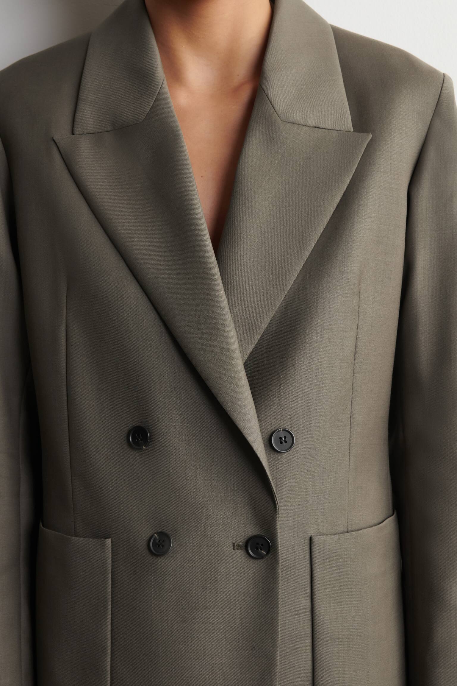 DOUBLE-BREASTED WOOL-TWILL BLAZER - TAUPE - 3