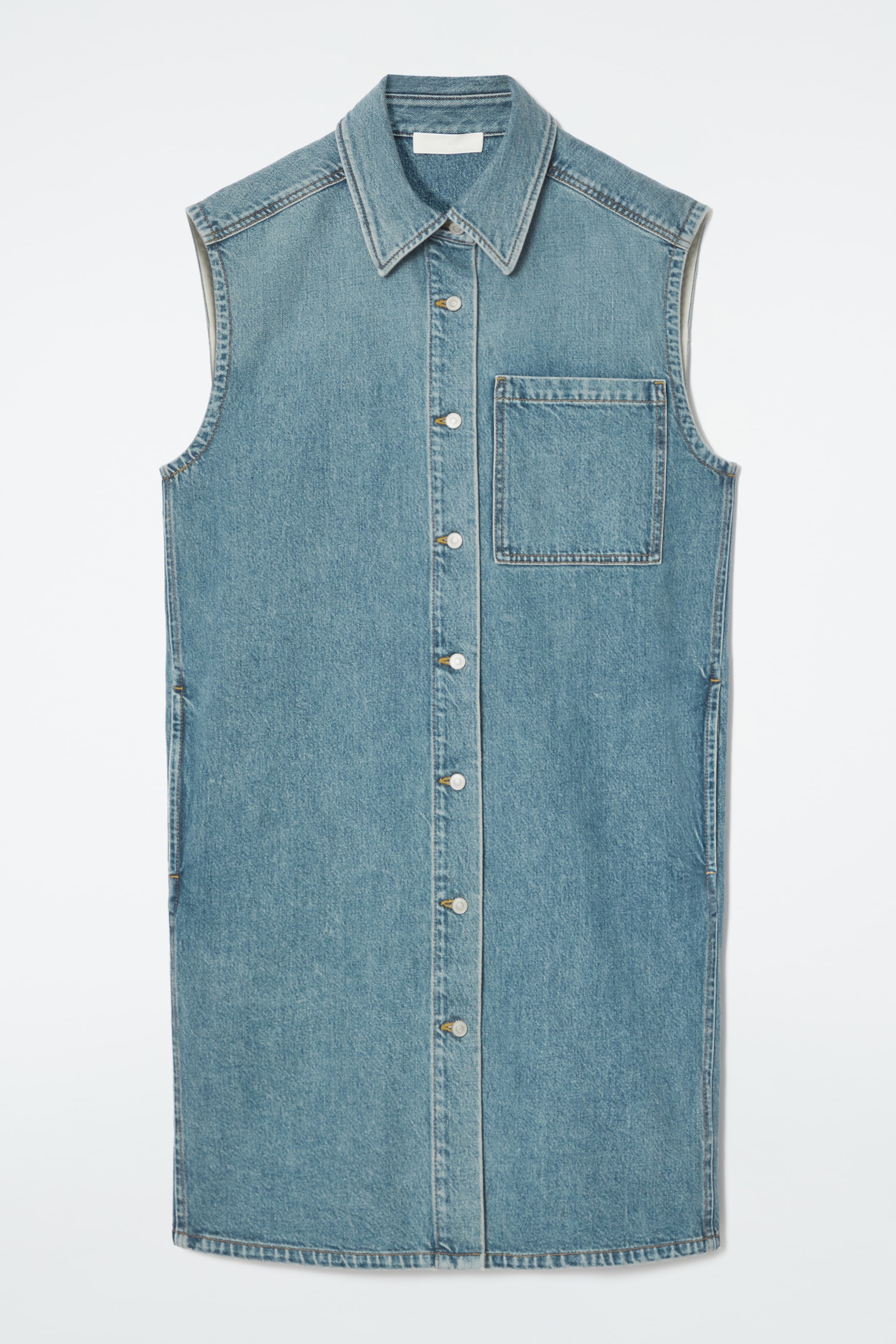 Ingrandisci l'immagine: SLEEVELESS DENIM MINI SHIRT DRESS - BLUE - DONNA | H&M CH 1