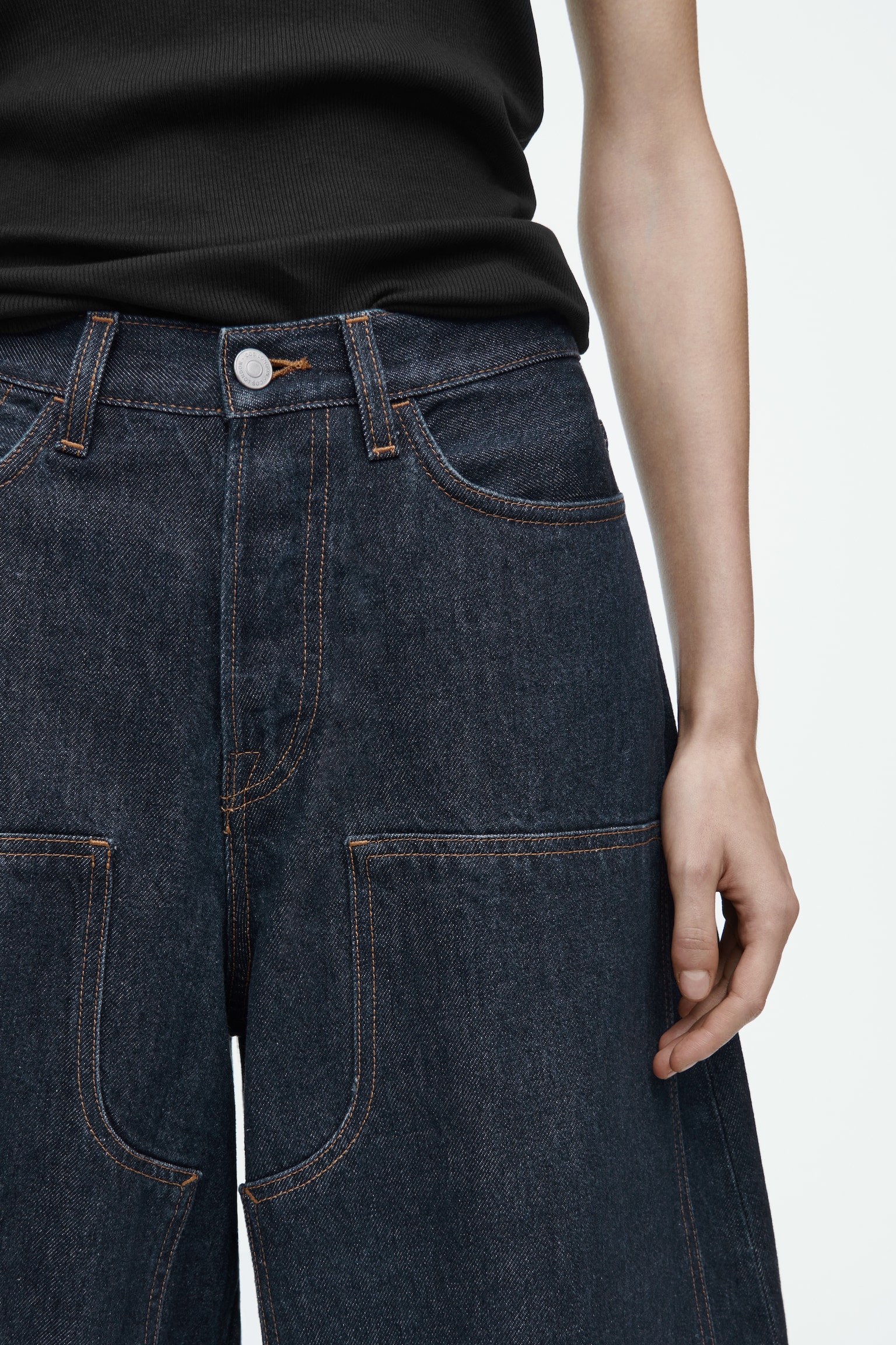 PANTALON BARREL WESTERN EN DENIM BRUT - INDIGO BRUT - 4