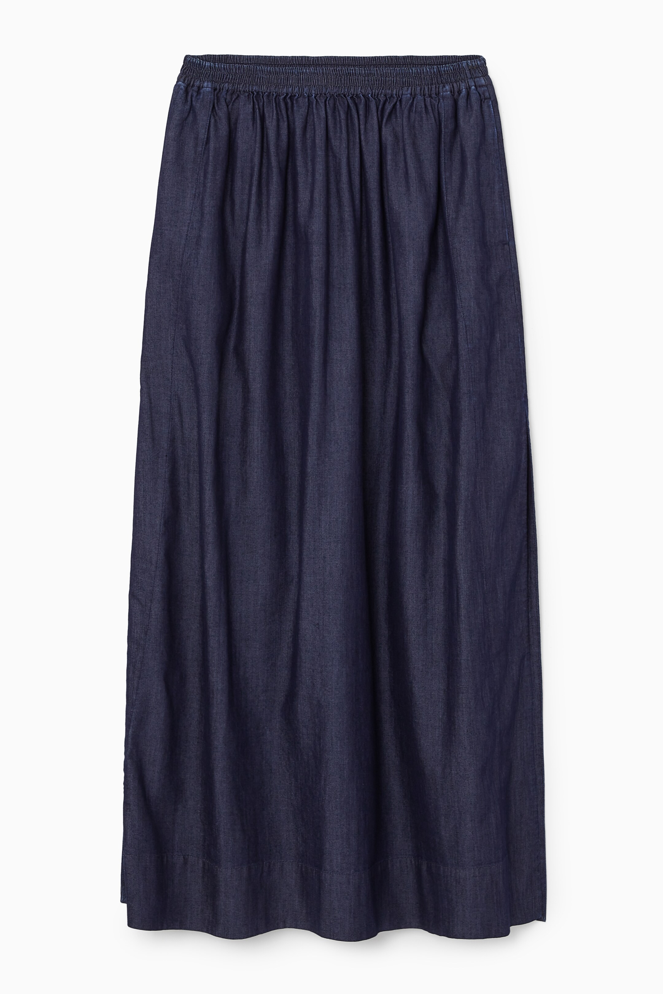 View larger image: GATHERED DENIM MAXI SKIRT - DARK BLUE - Ladies | H&M GB 1