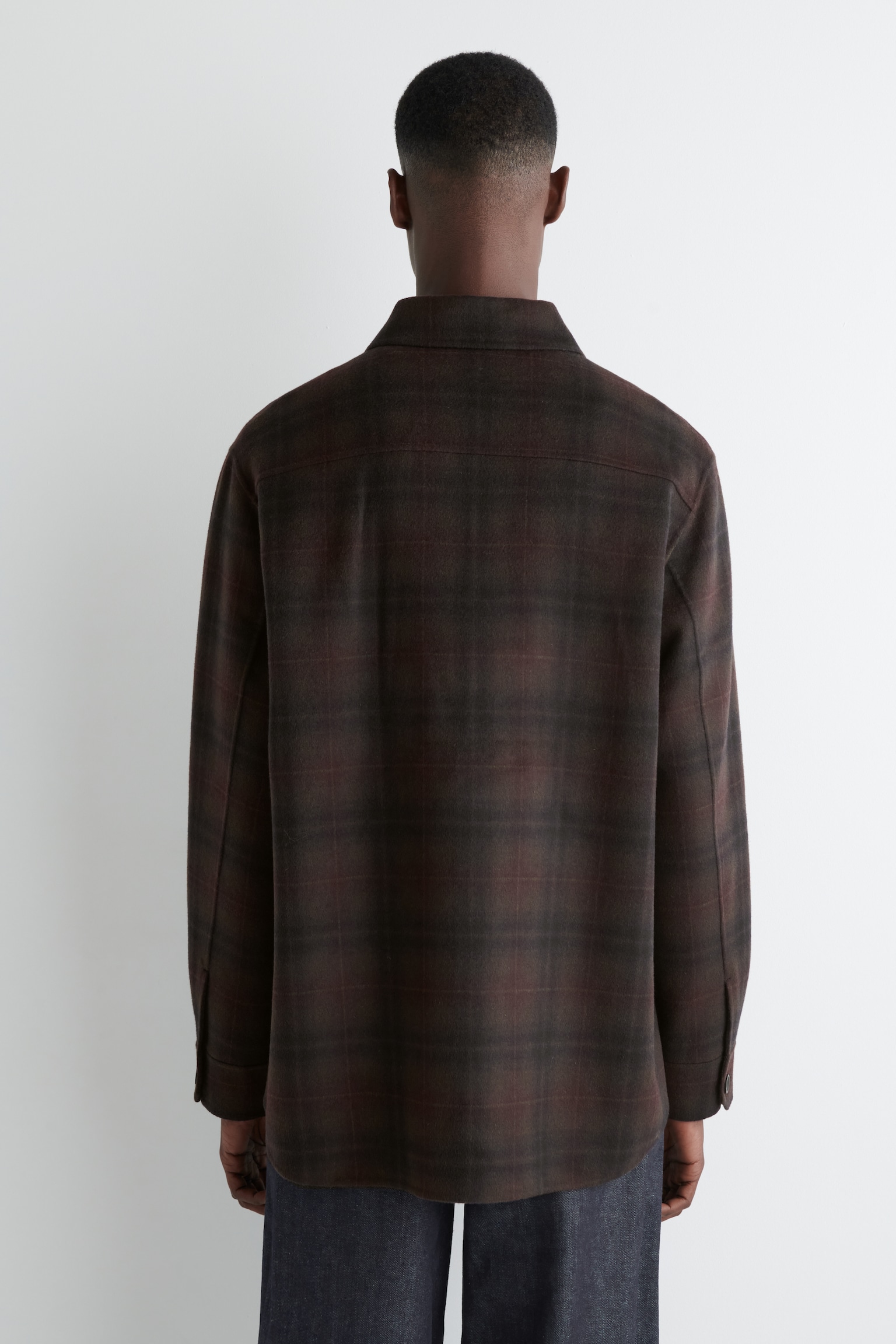 SPLIT WOOL OVERSHIRT - BURGUNDY / CHECKED/BLACK/COBALT BLUE - 7