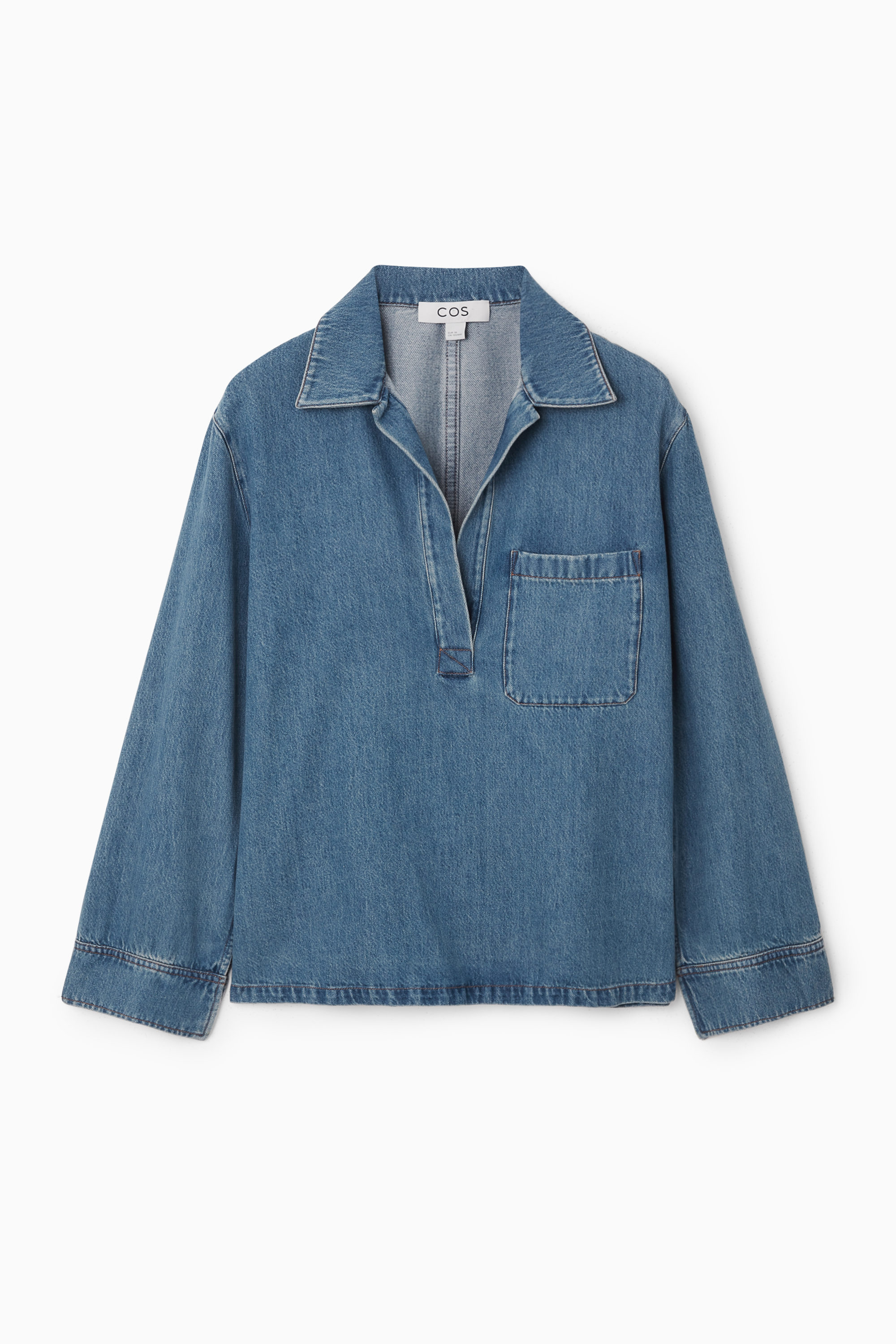 トップス Levis PULL OVER V-NECK S/S DENIM SHIRTS COLLARED V-NECK DENIM TOP - WASHED BLUE | COS
