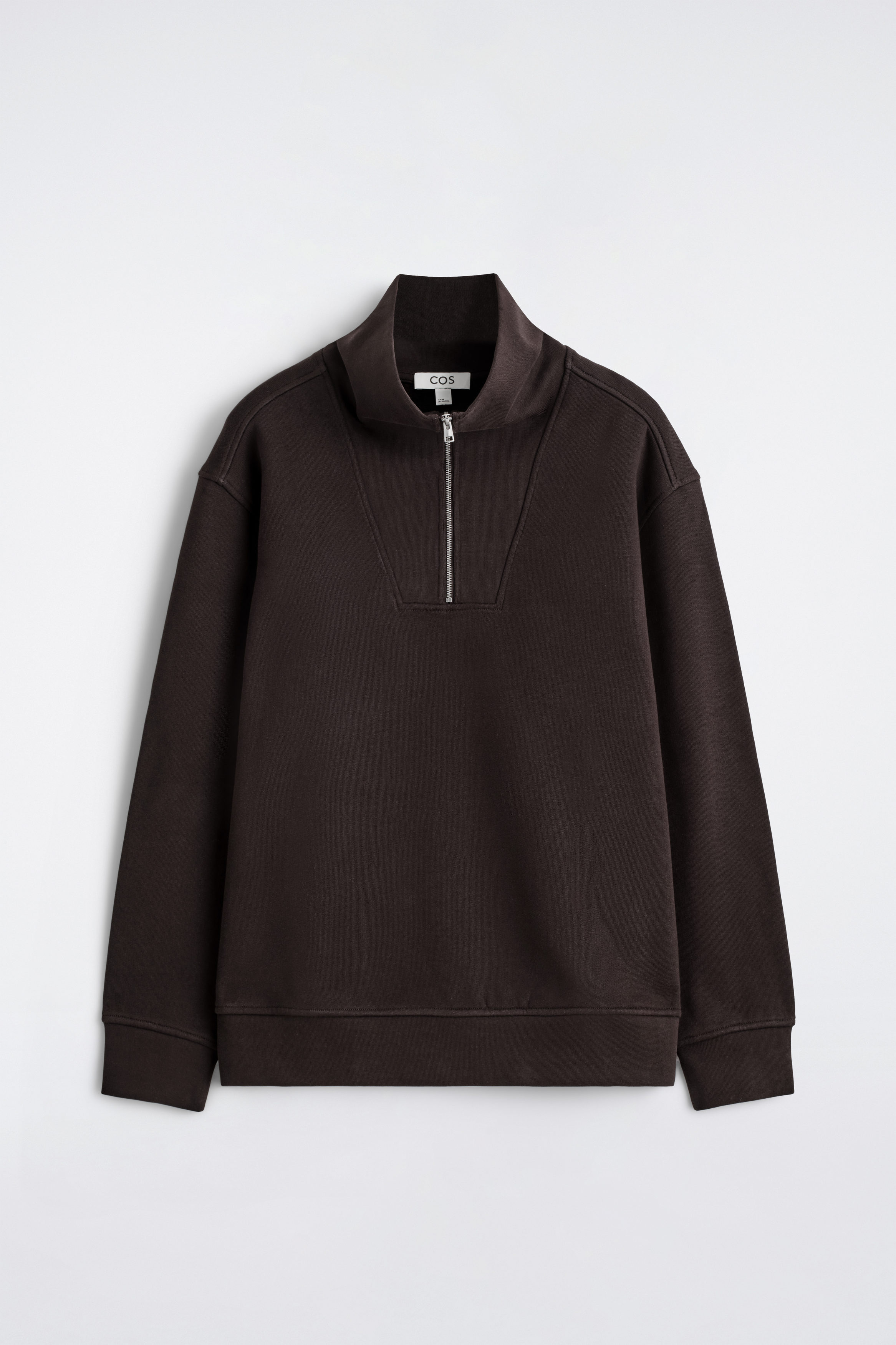 MOCK-NECK ZIP-UP SWEATSHIRT - DARK BROWN | COS US