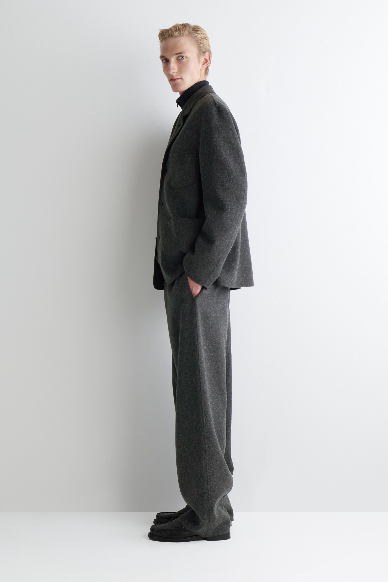 BLAZER DE LANA DESESTRUCTURADO - GRIS MARENGO/MARRÓN - 7