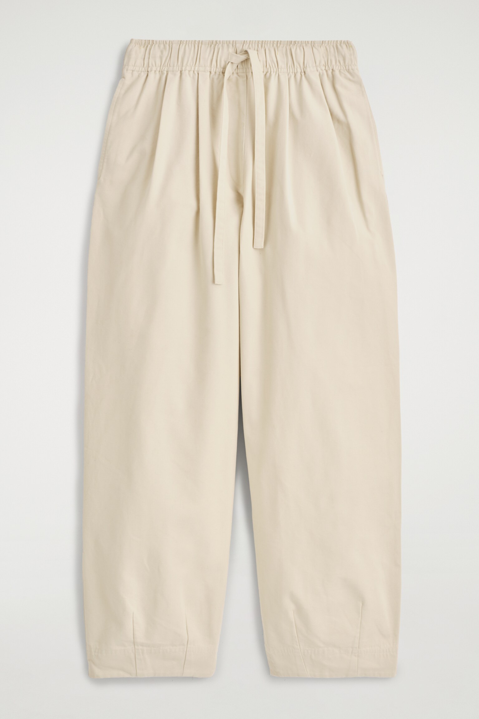 PANTALON FUSEAU À TAILLE ÉLASTIQUÉE EN COTON - BEIGE CLAIR/BLEU MARINE/BLANC - 2