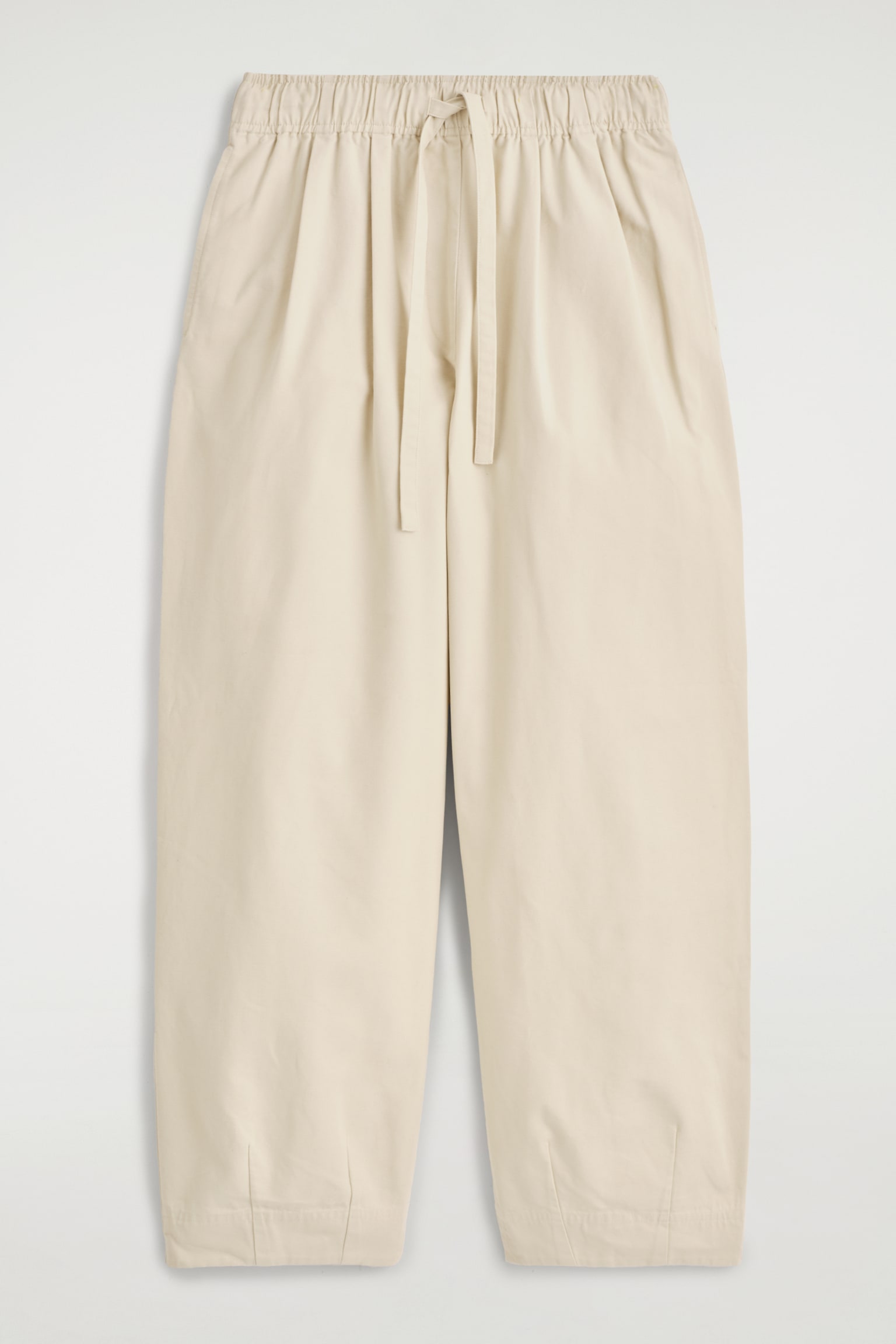 PANTALON FUSEAU À TAILLE ÉLASTIQUÉE EN COTON - BEIGE CLAIR/BLEU MARINE/BLANC - 2