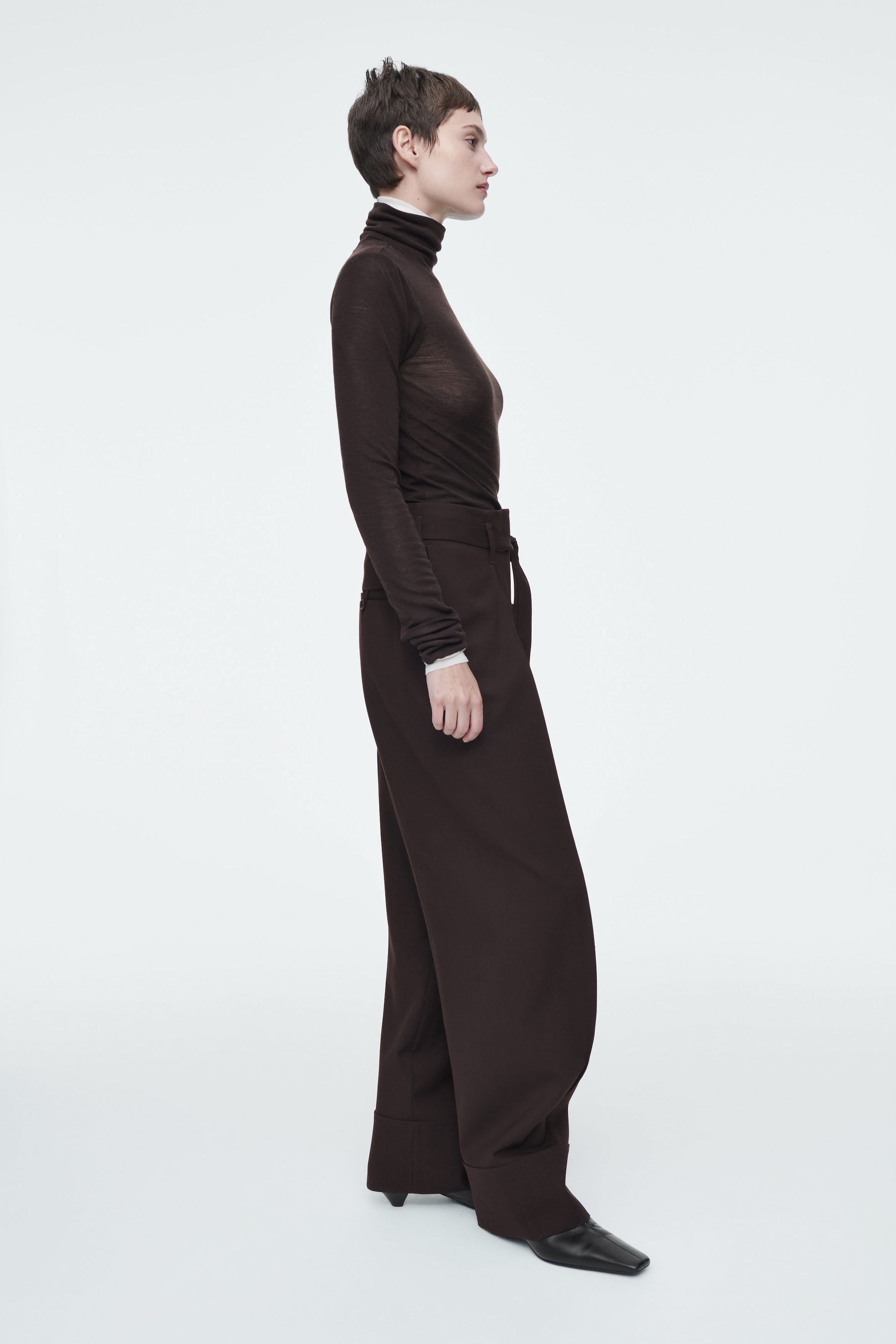 TURN-UP WOOL-BLEND TROUSERS
