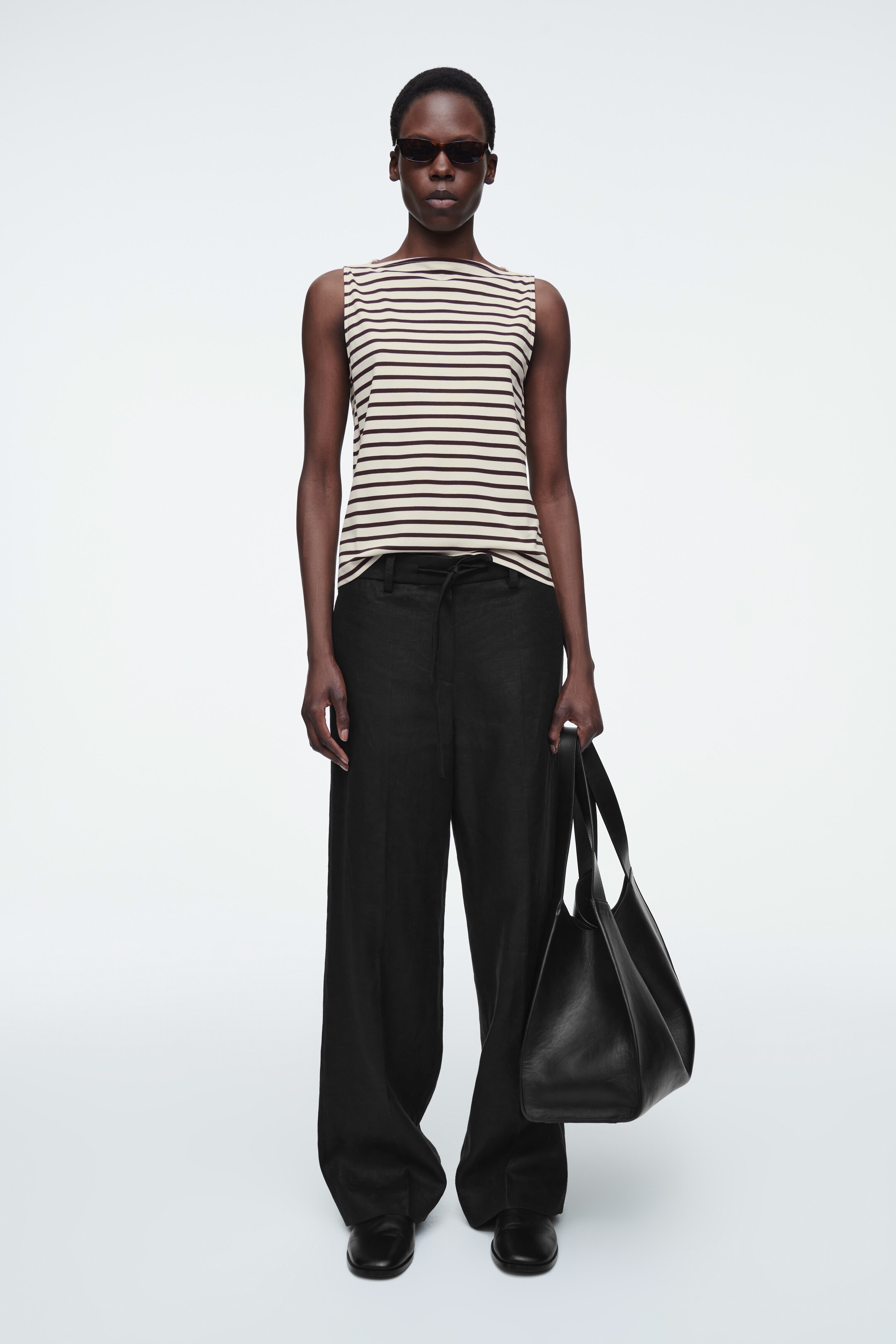 Agrandir l'image: DÉBARDEUR COL BATEAU - IVOIRE / BRUN / RAYURES - FEMME | H&M FR 2