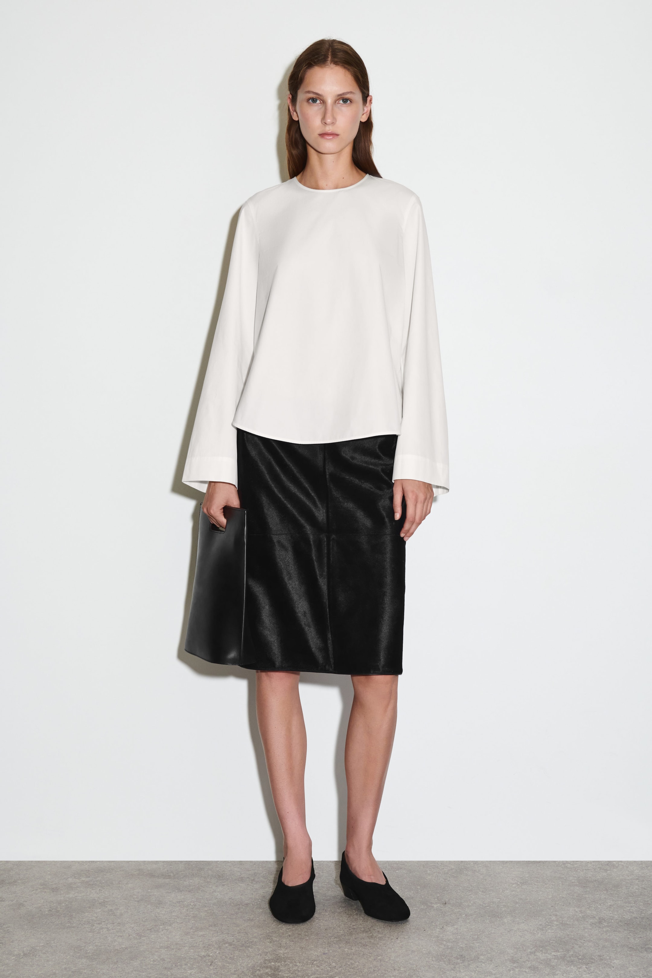 CURVED-HEM COTTON BLOUSE