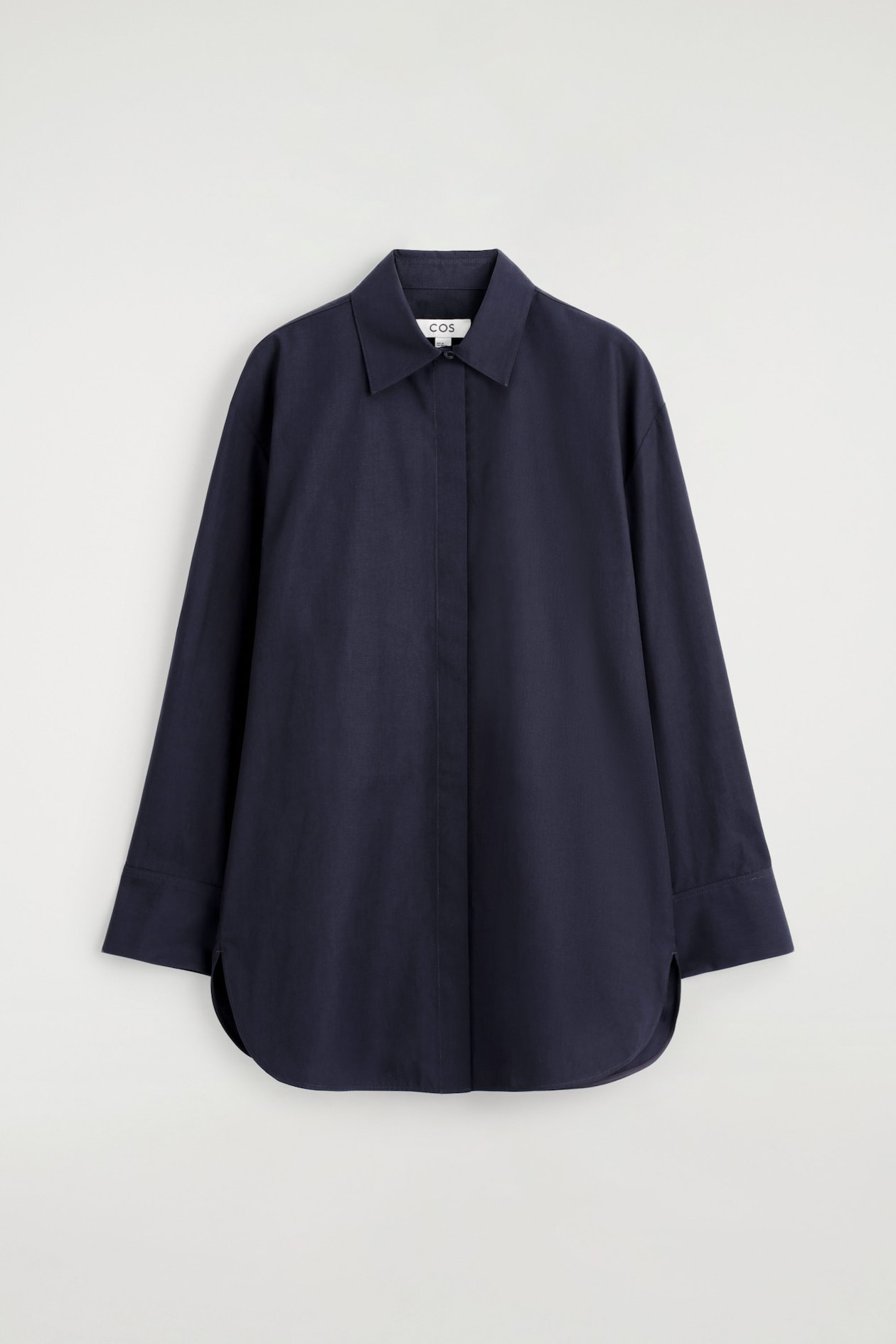TAILORED COTTON SHIRT — NAVY