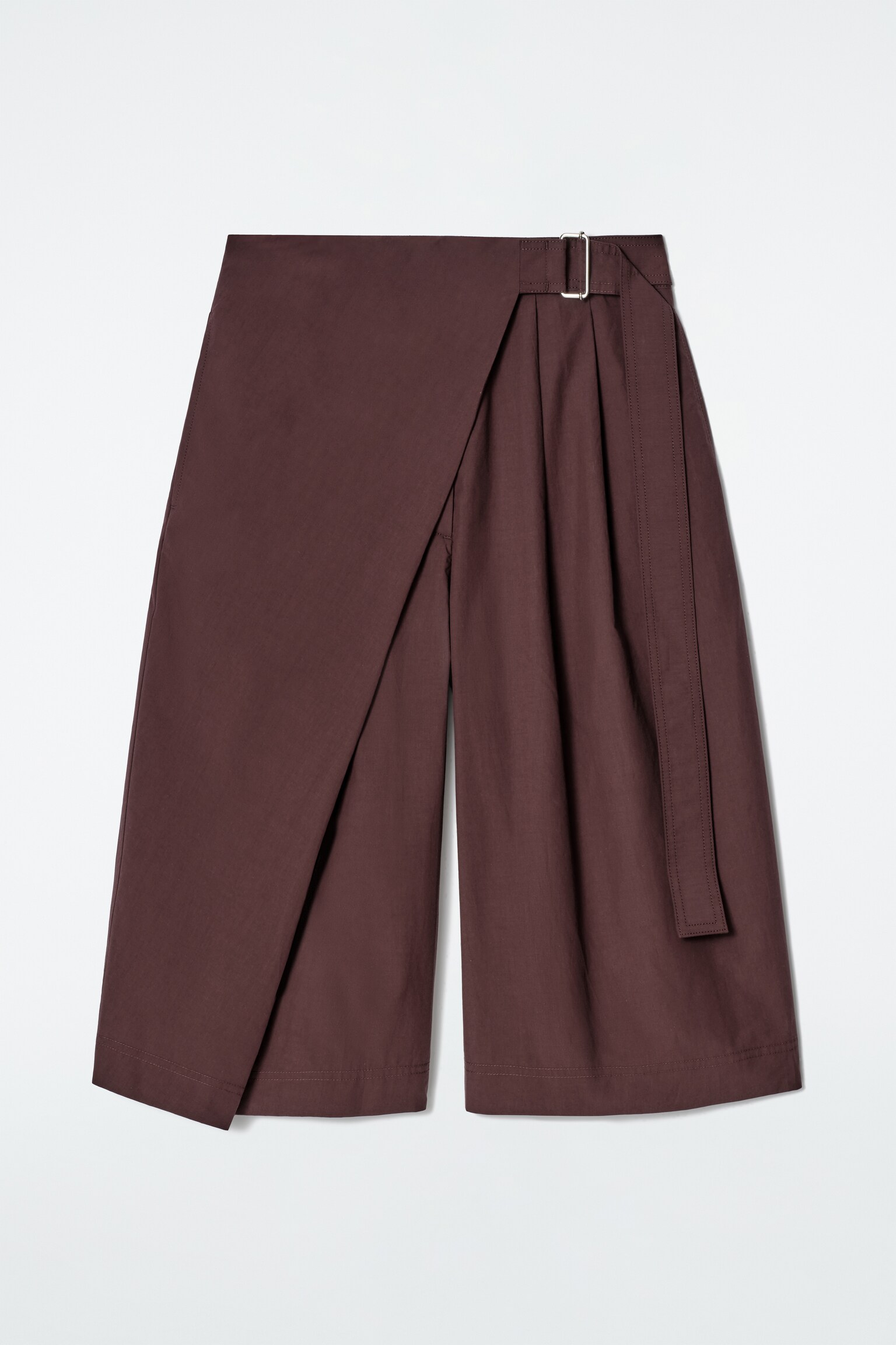 BERMUDAS CRUZADAS CON CINTURÓN - BURDEOS/NEGRO - 2