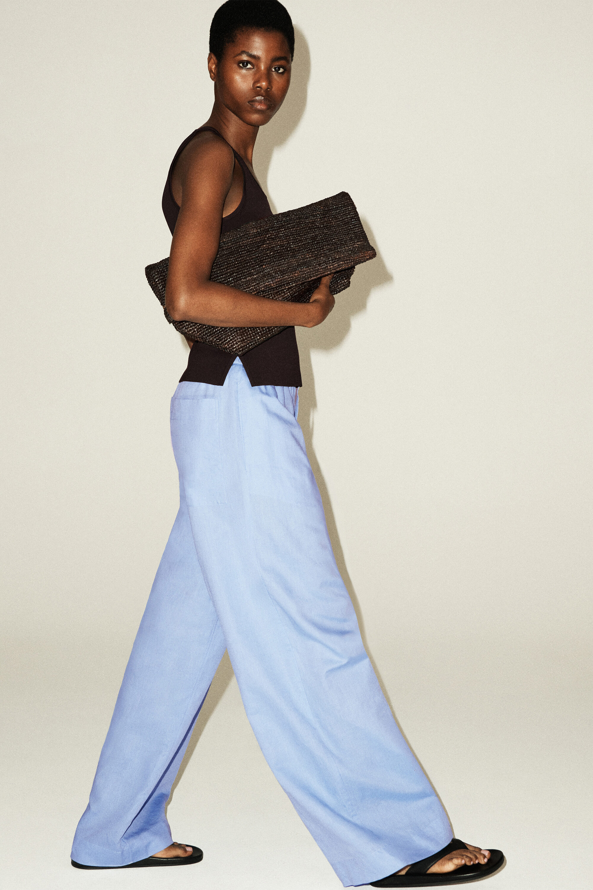 サルセーション Close fitting pants ライトブルー XS WIDE-LEG LINEN DRAWSTRING PANTS - LIGHT BLUE | COS US