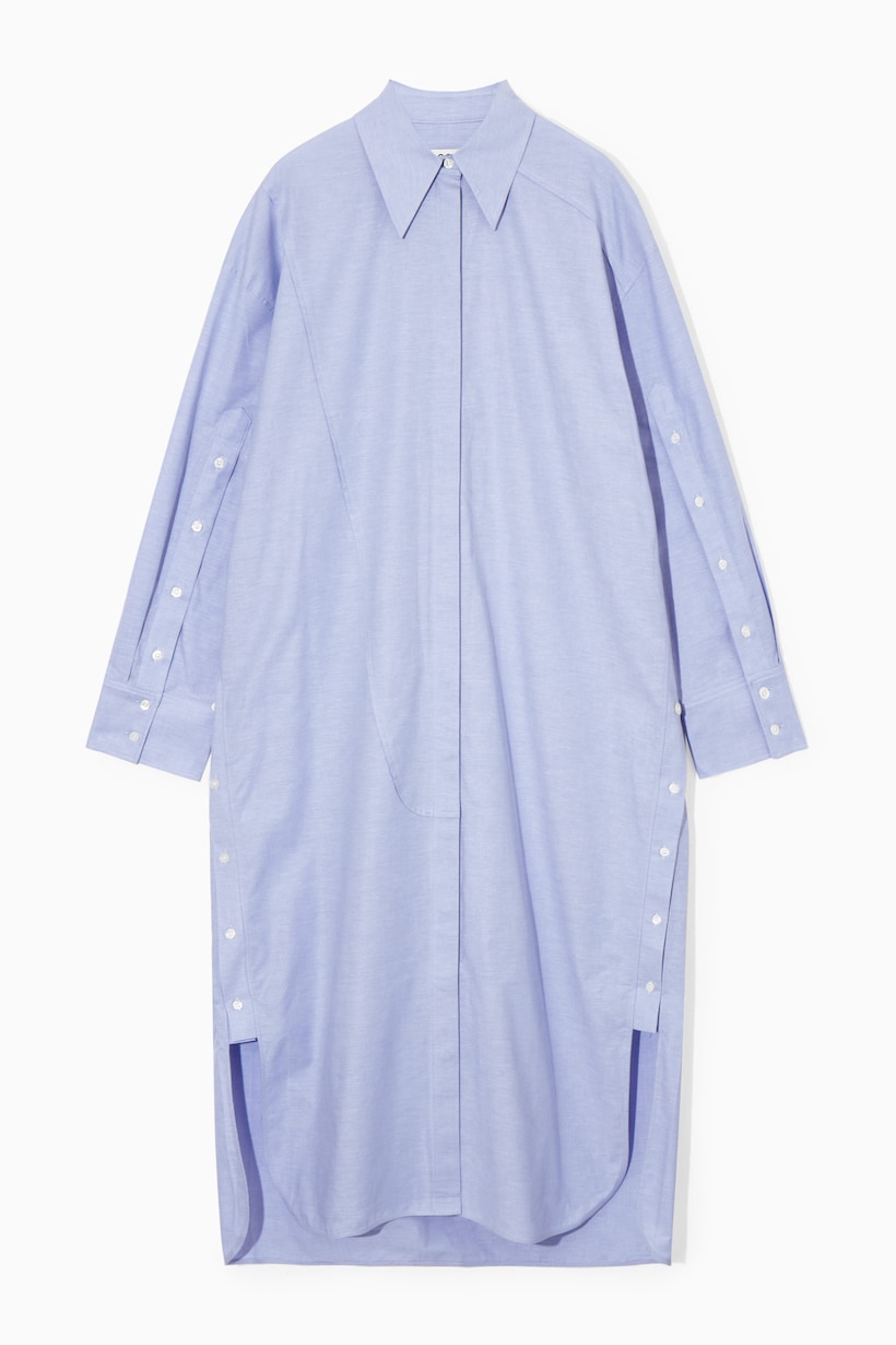 OVERSIZED DECONSTRUCTED SHIRT DRESS - LIGHT BLUE